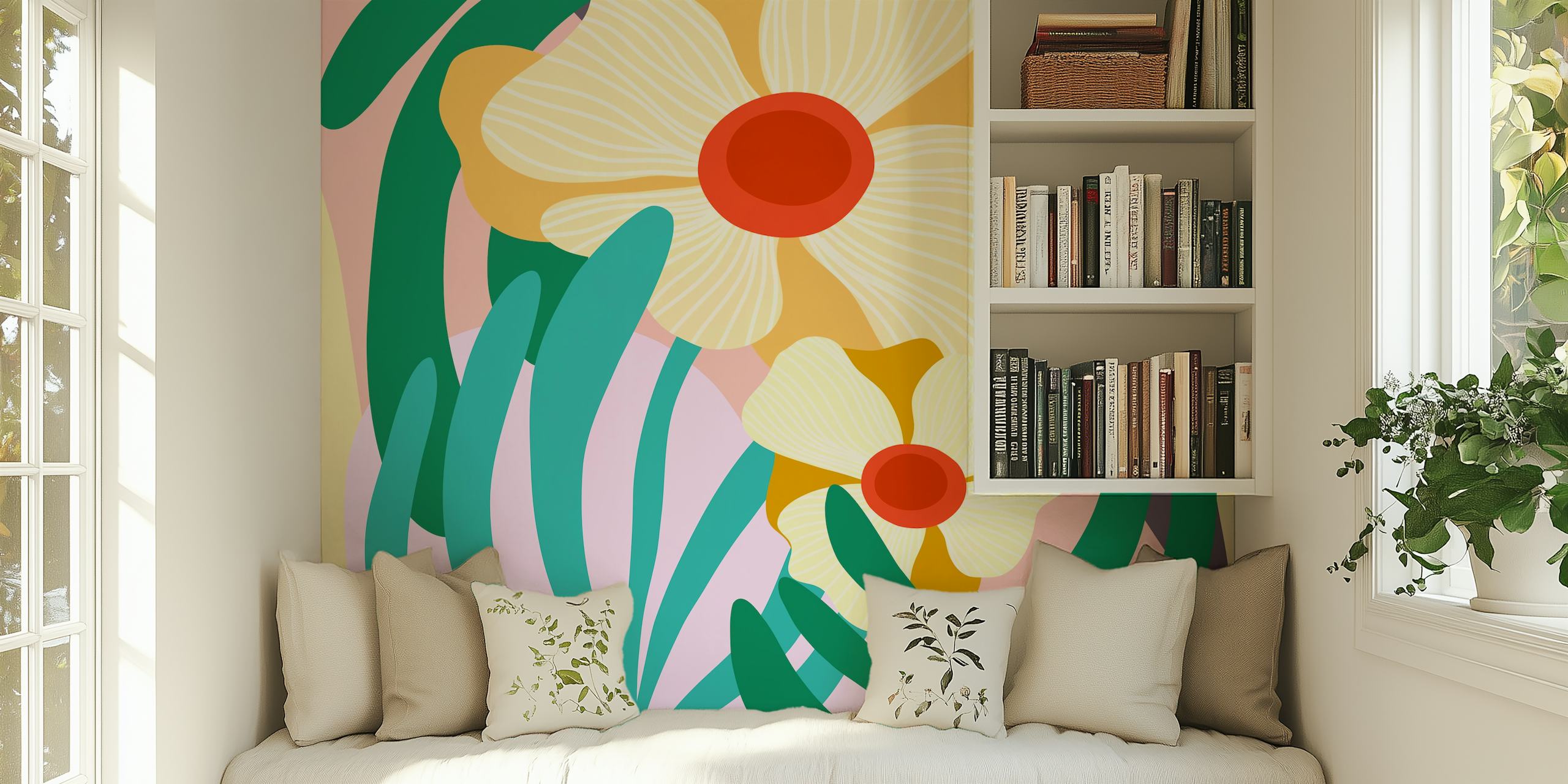 Modern Botanicals I papel de parede em um quarto
