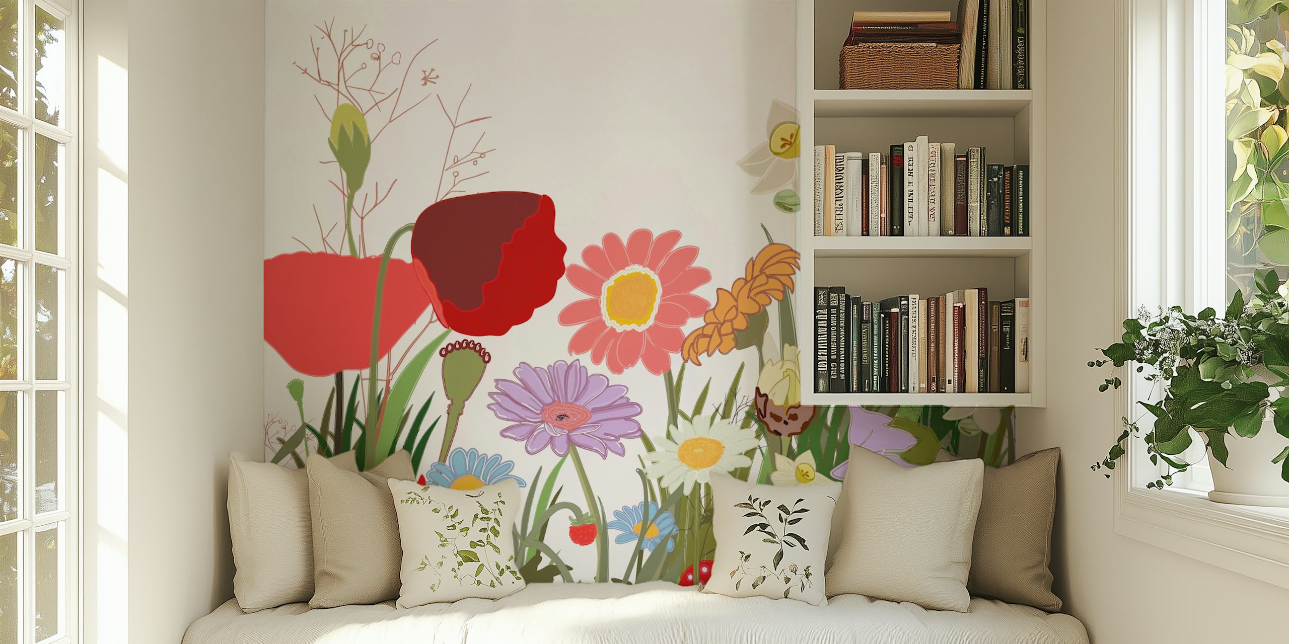 Vibrant garden border tapet i et rom