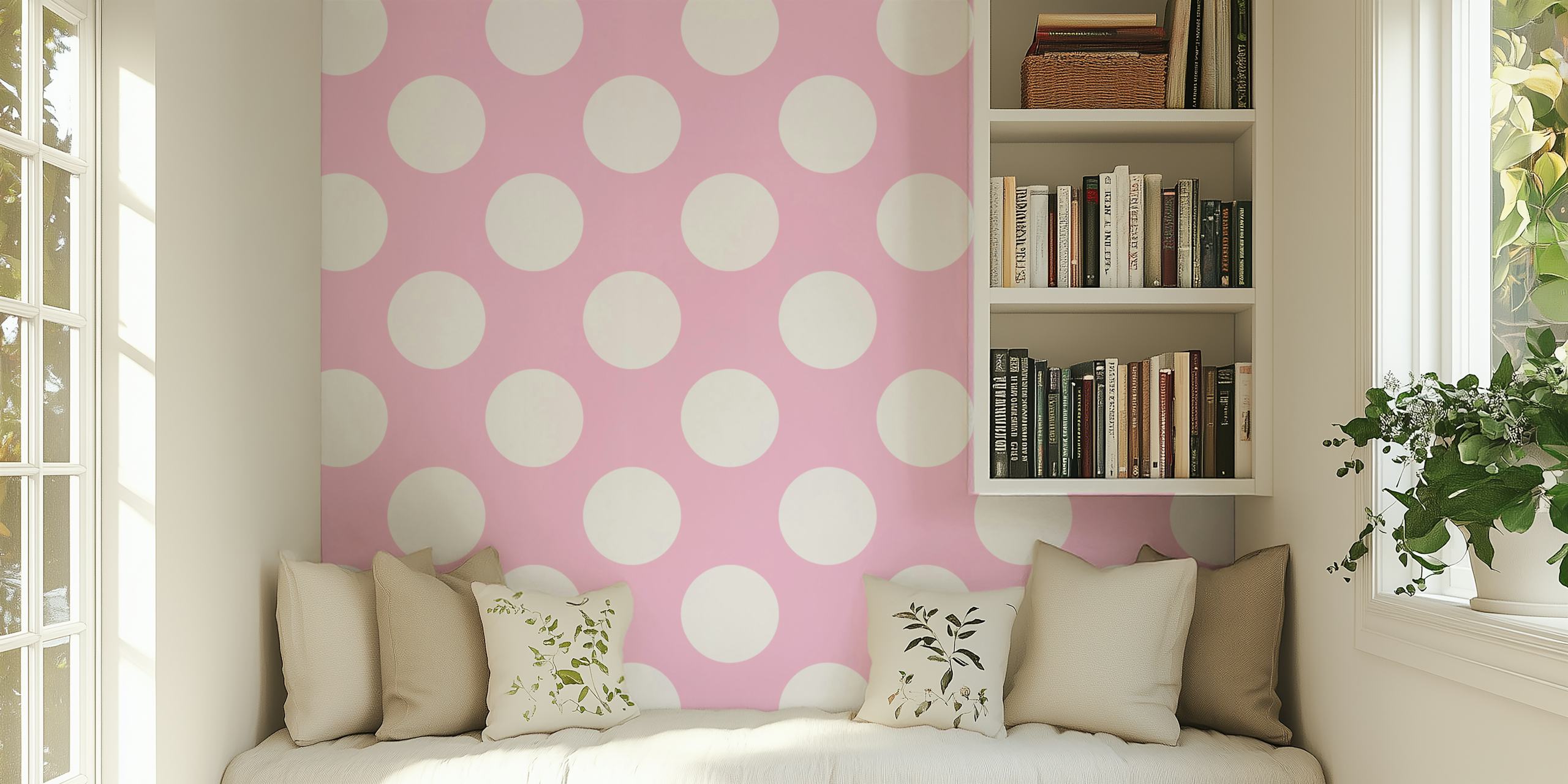 Polka Dots Rose Pink Print i ett rum