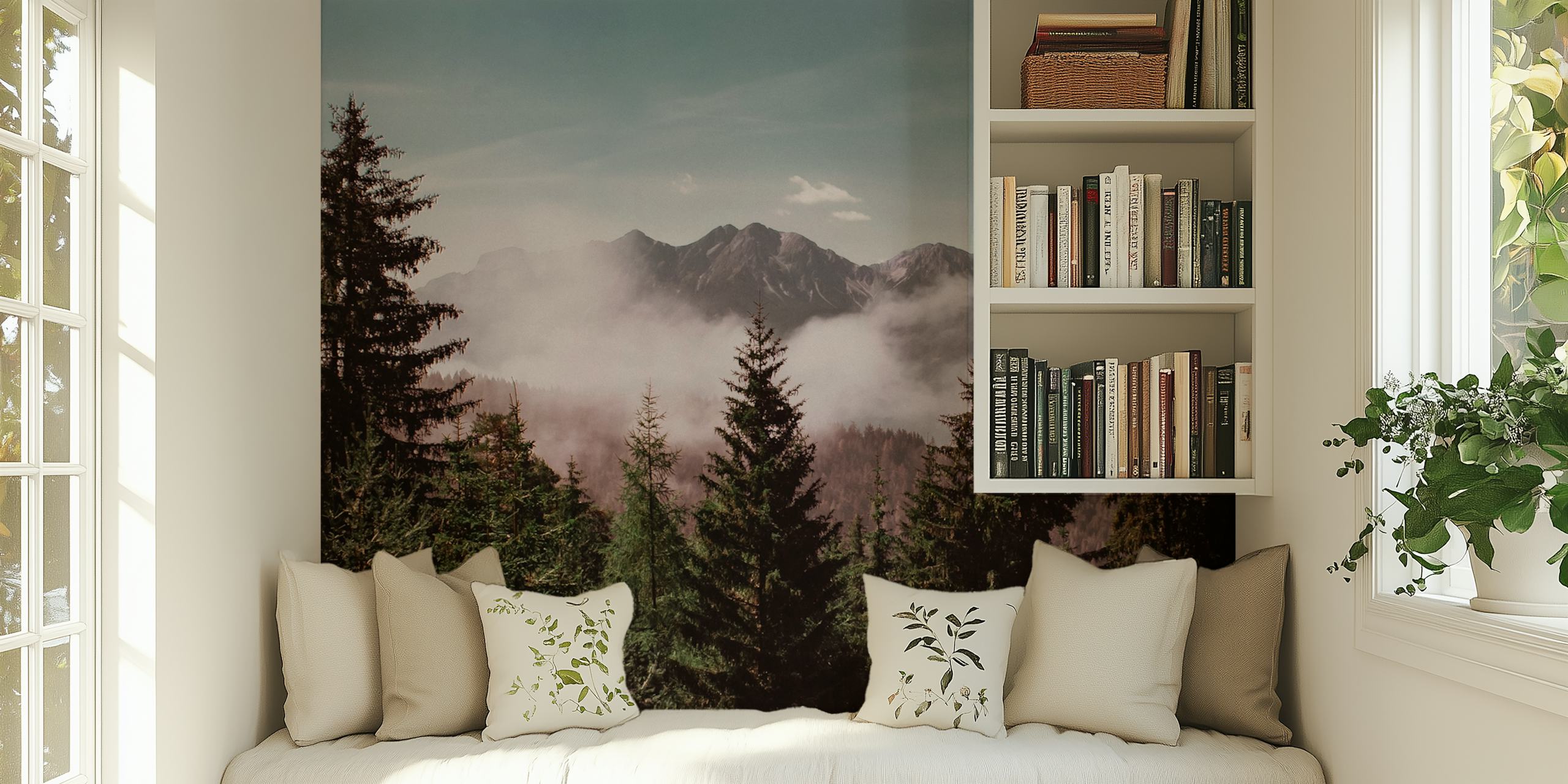Carta da parati Mountain Morning View in una stanza
