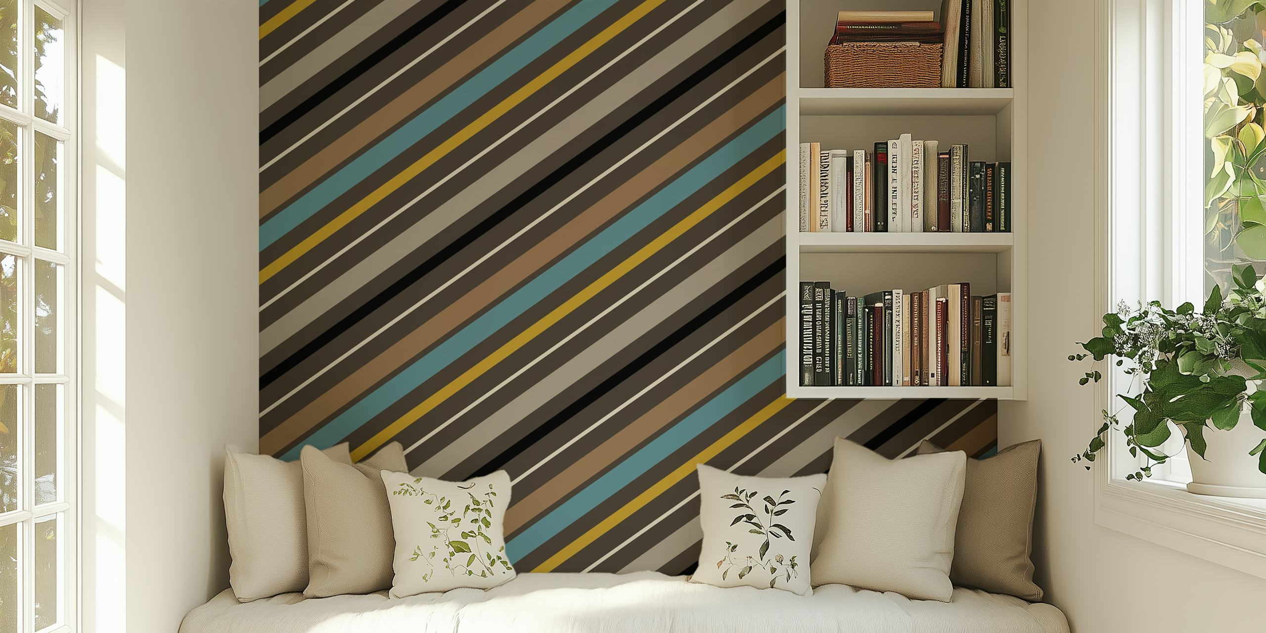 Diagonal Stripes 07 wallpaper in a room