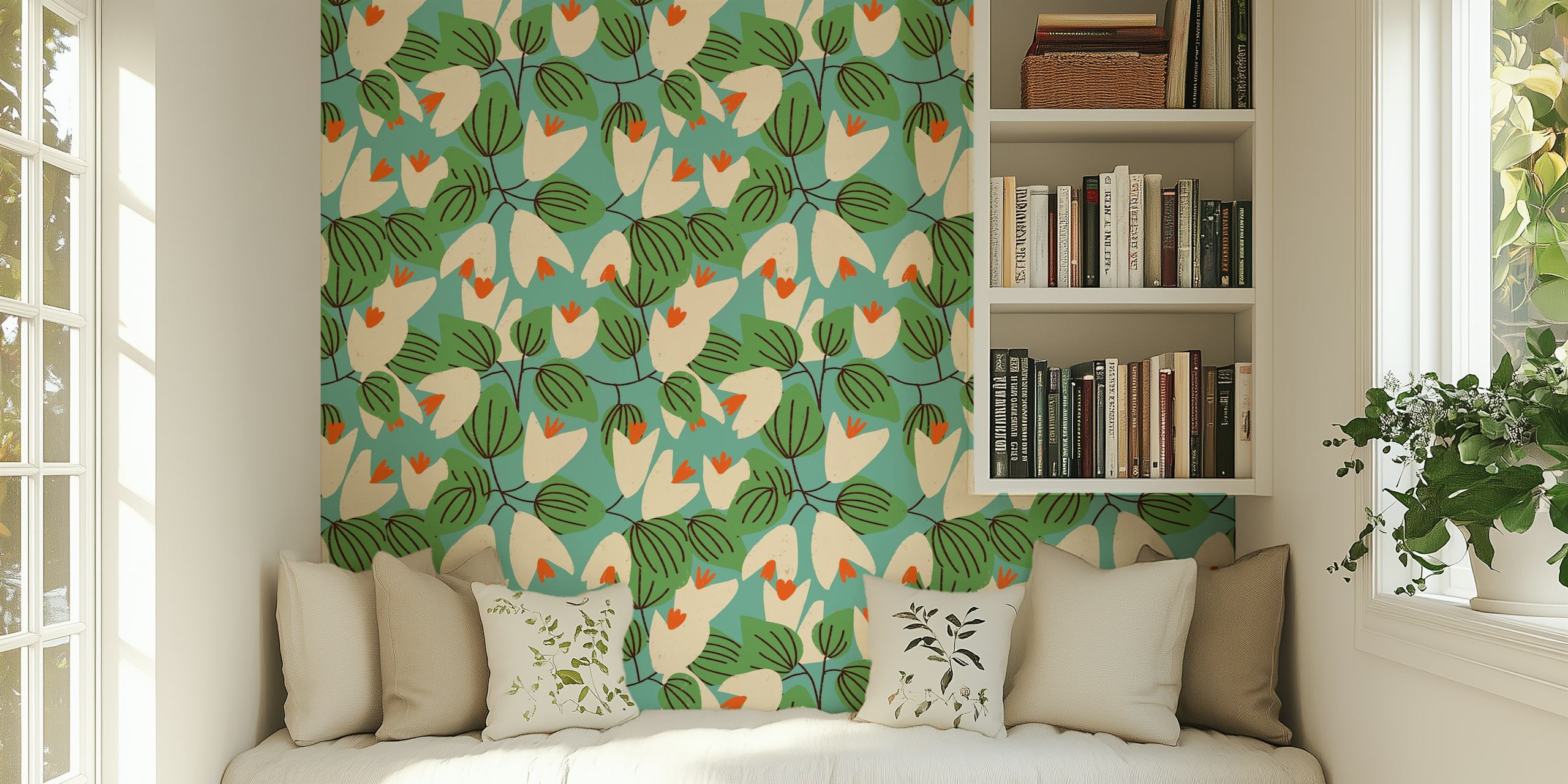 Mid Summer Flower Blue wallpaper pattern