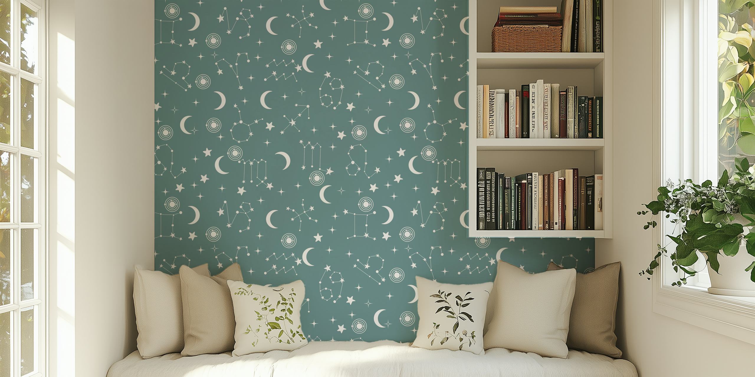 Stars and constellations pattern on a grey background wallpaper