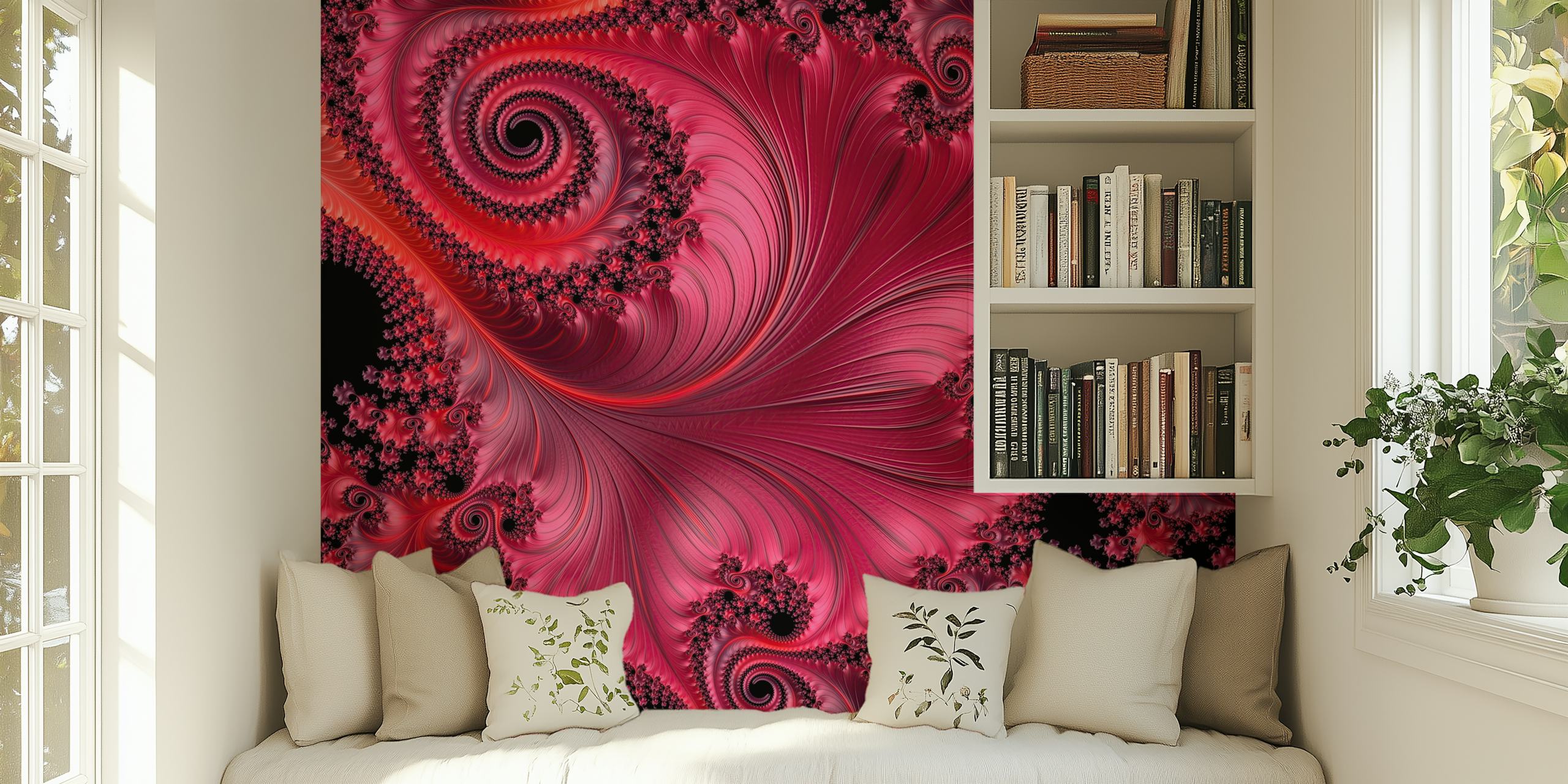 Fractal Fantasie Coral Red tapeta w pokoju