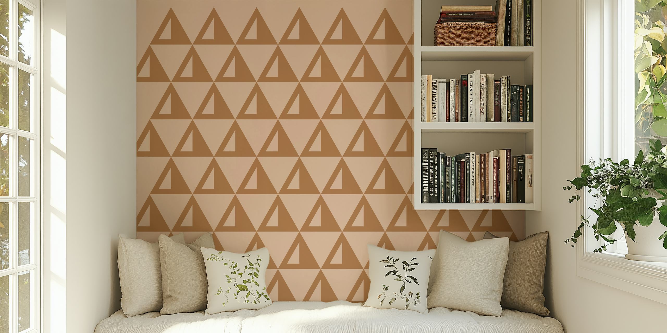 Triangles in Tan wallpaper displayed in a room