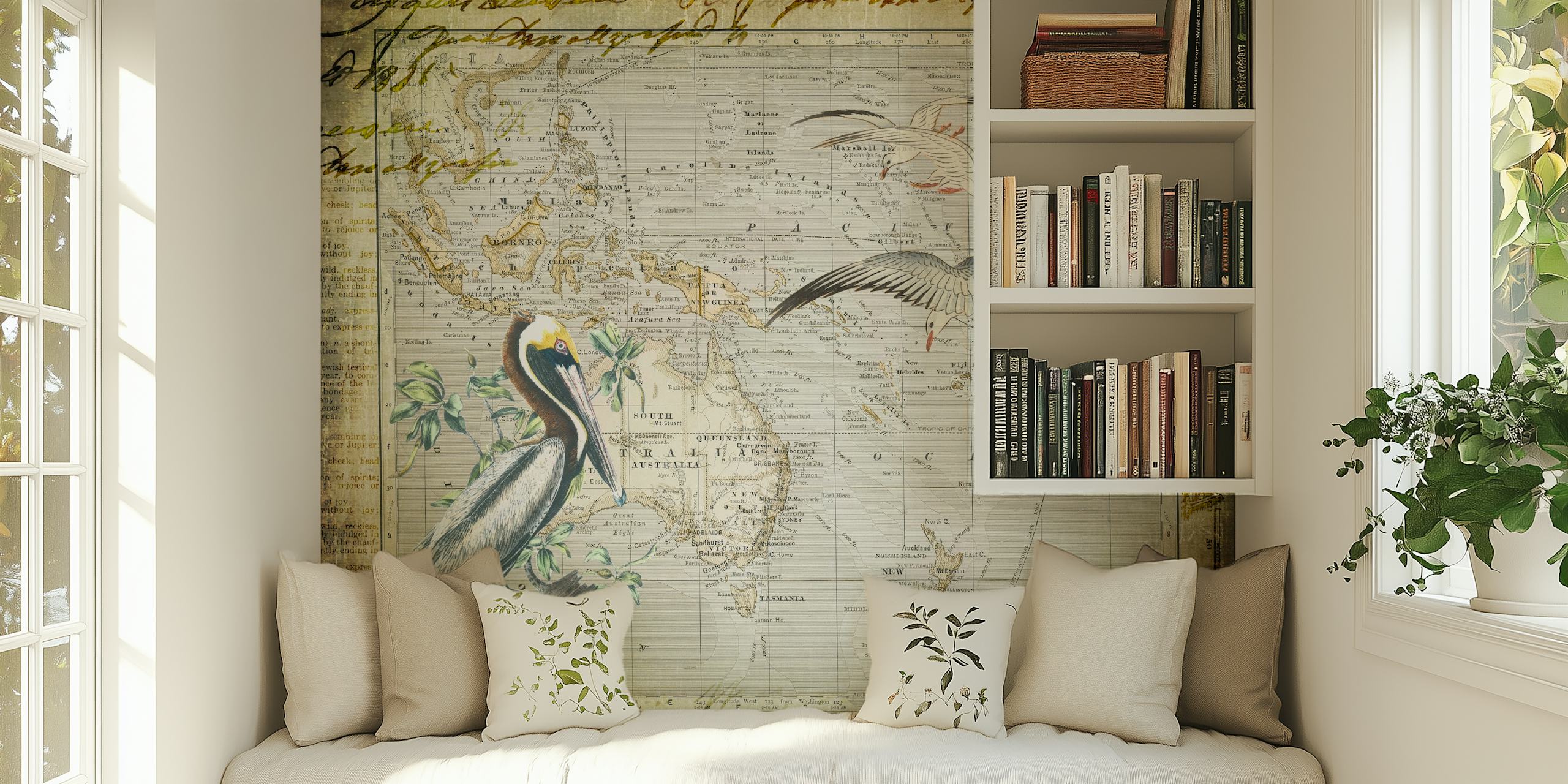 Vintage Australia Collage tapeta v místnosti