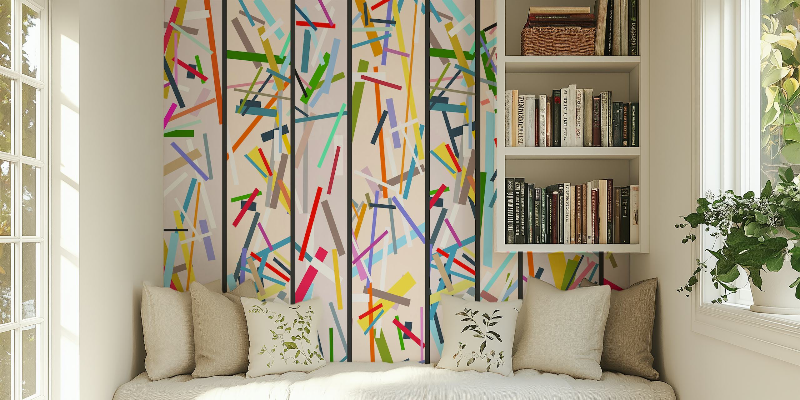 Små Colorful Strokes tapet i ett rum