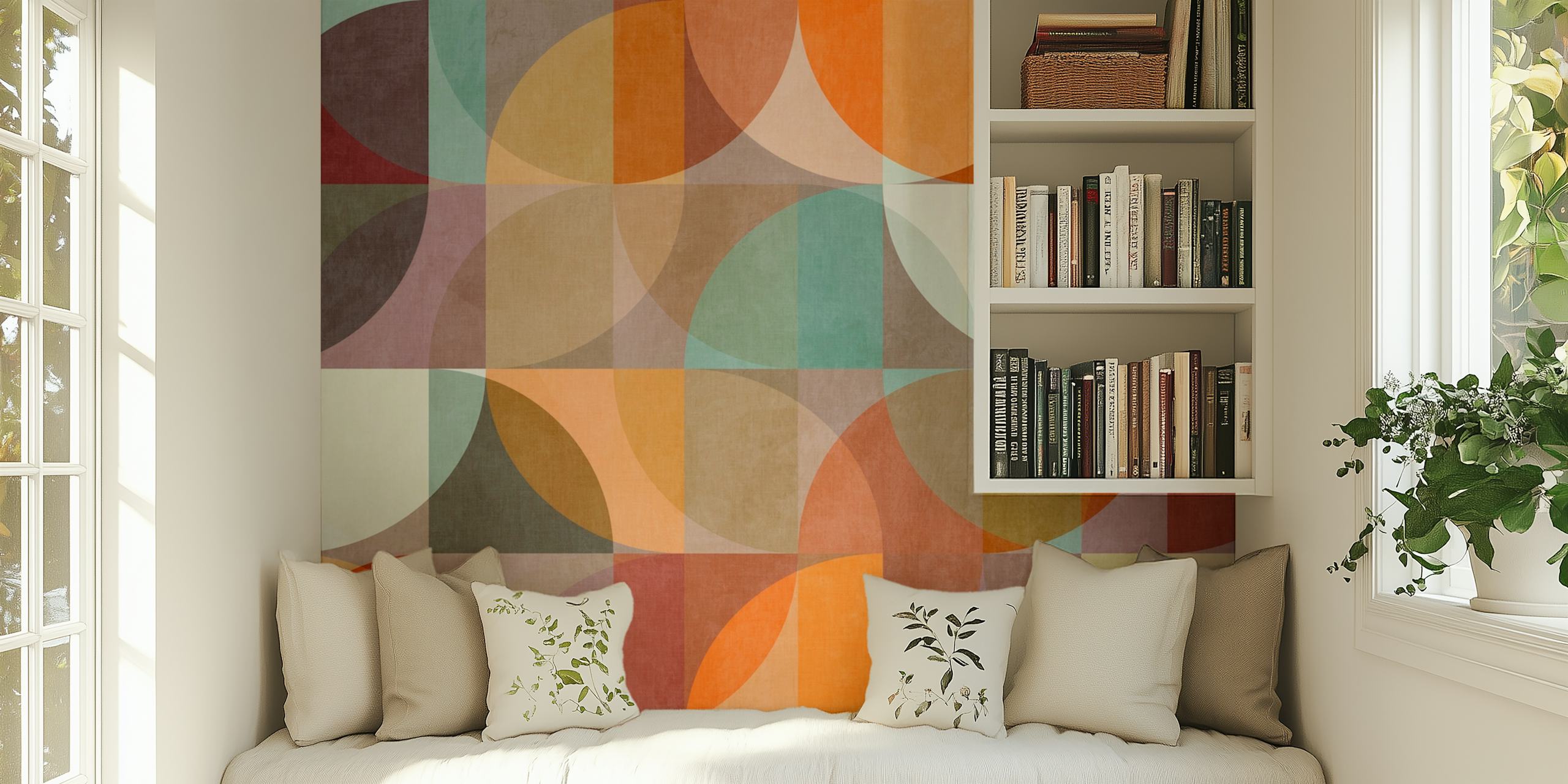 Colorful overlapping geometric shapes wallpaper