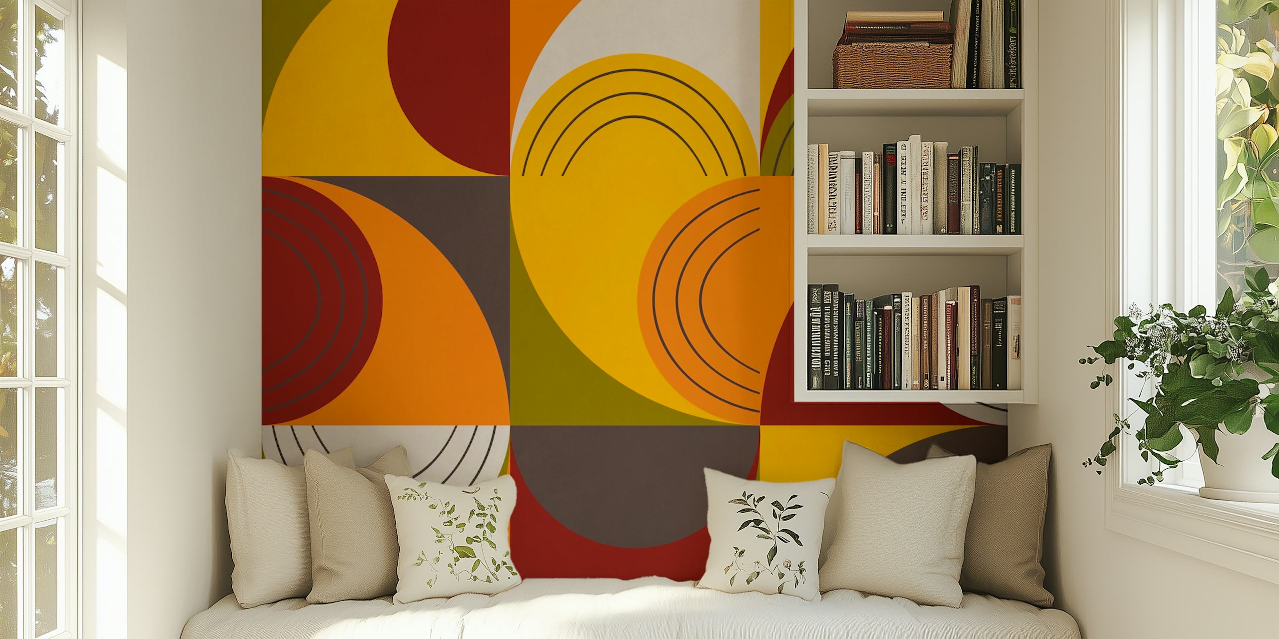 Colorful abstract wallpaper in room
