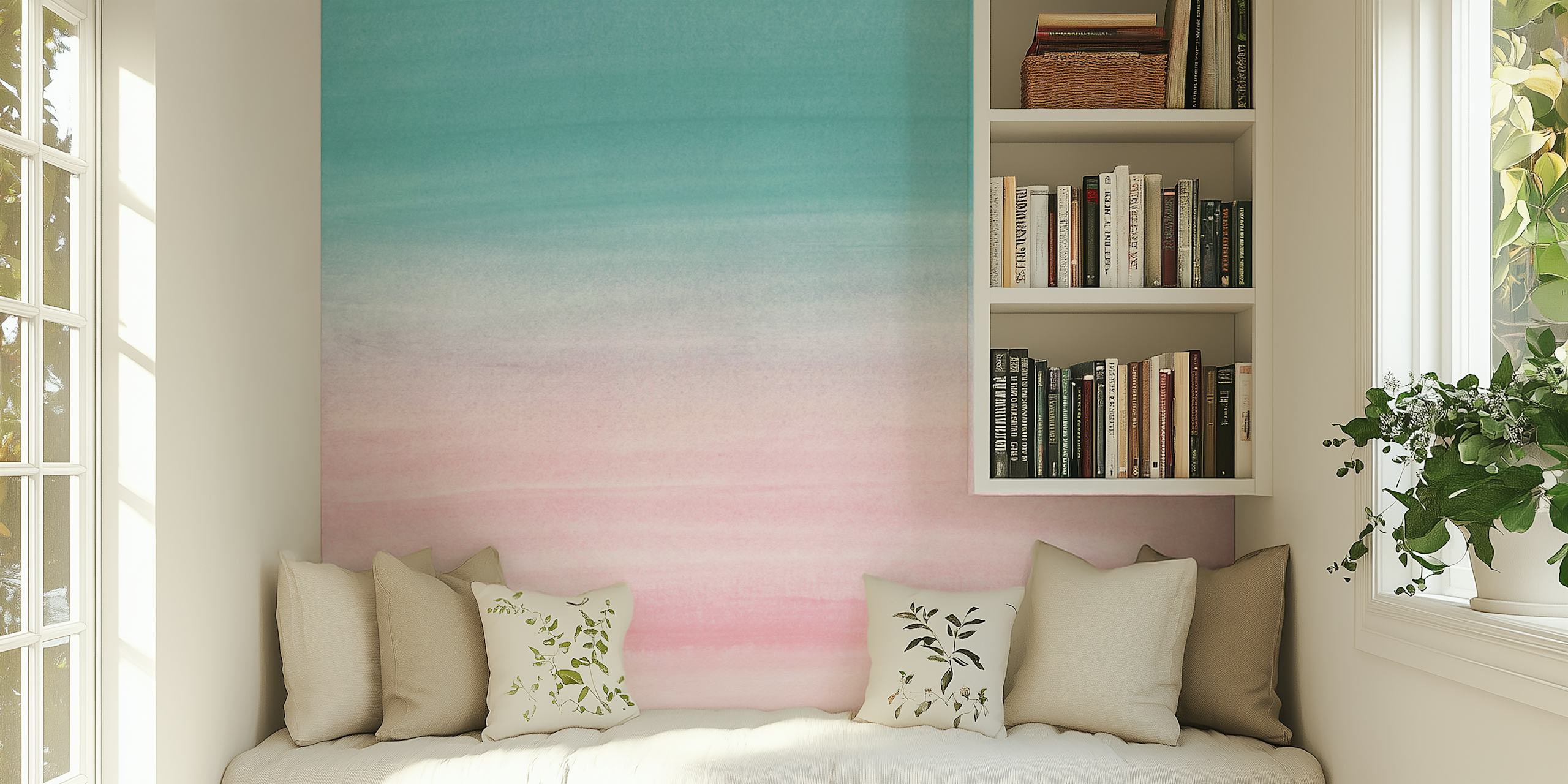 Watercolor abstract wallpaper in a room