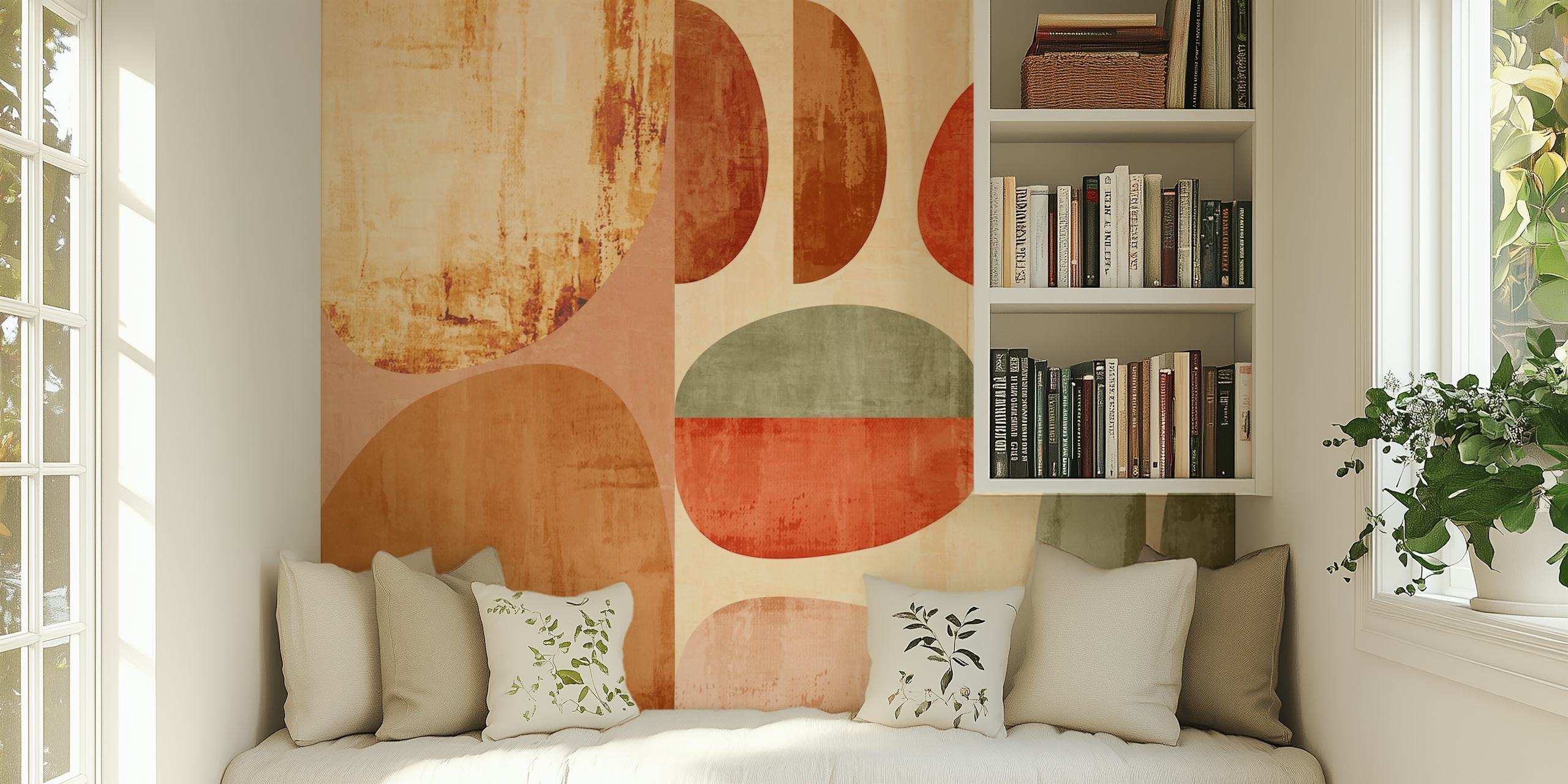 Red and Green Rustic Abstract Tapetdesign