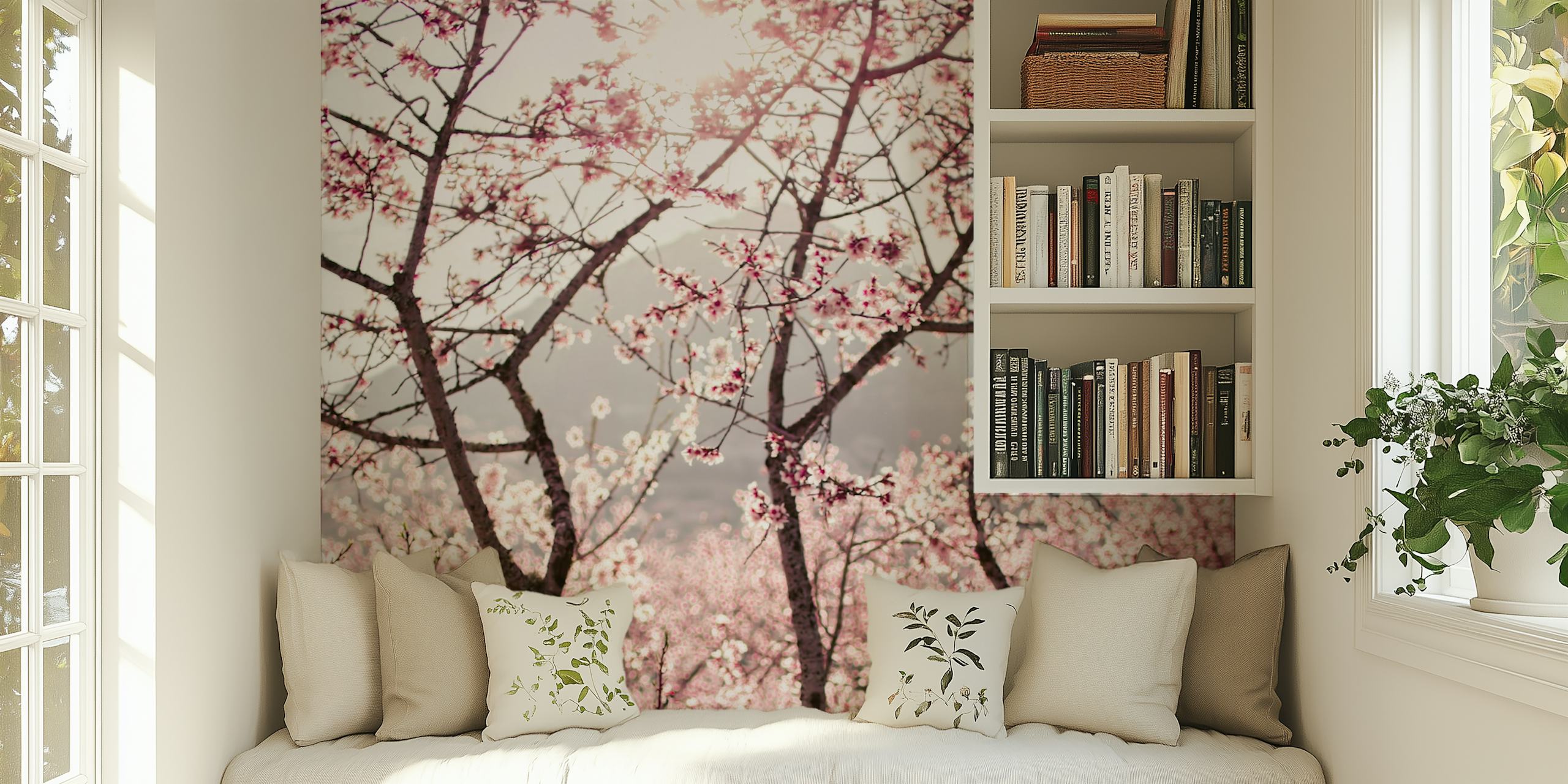 Flower Blossoms e Mountain design de papel de parede