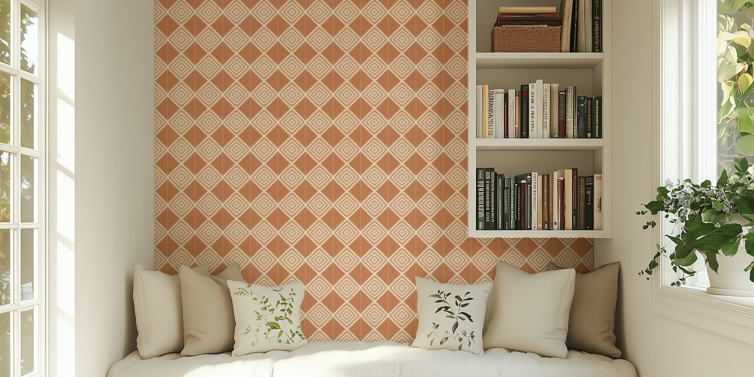 Carta da parati Rustic Clay Classic Tiles in una stanza