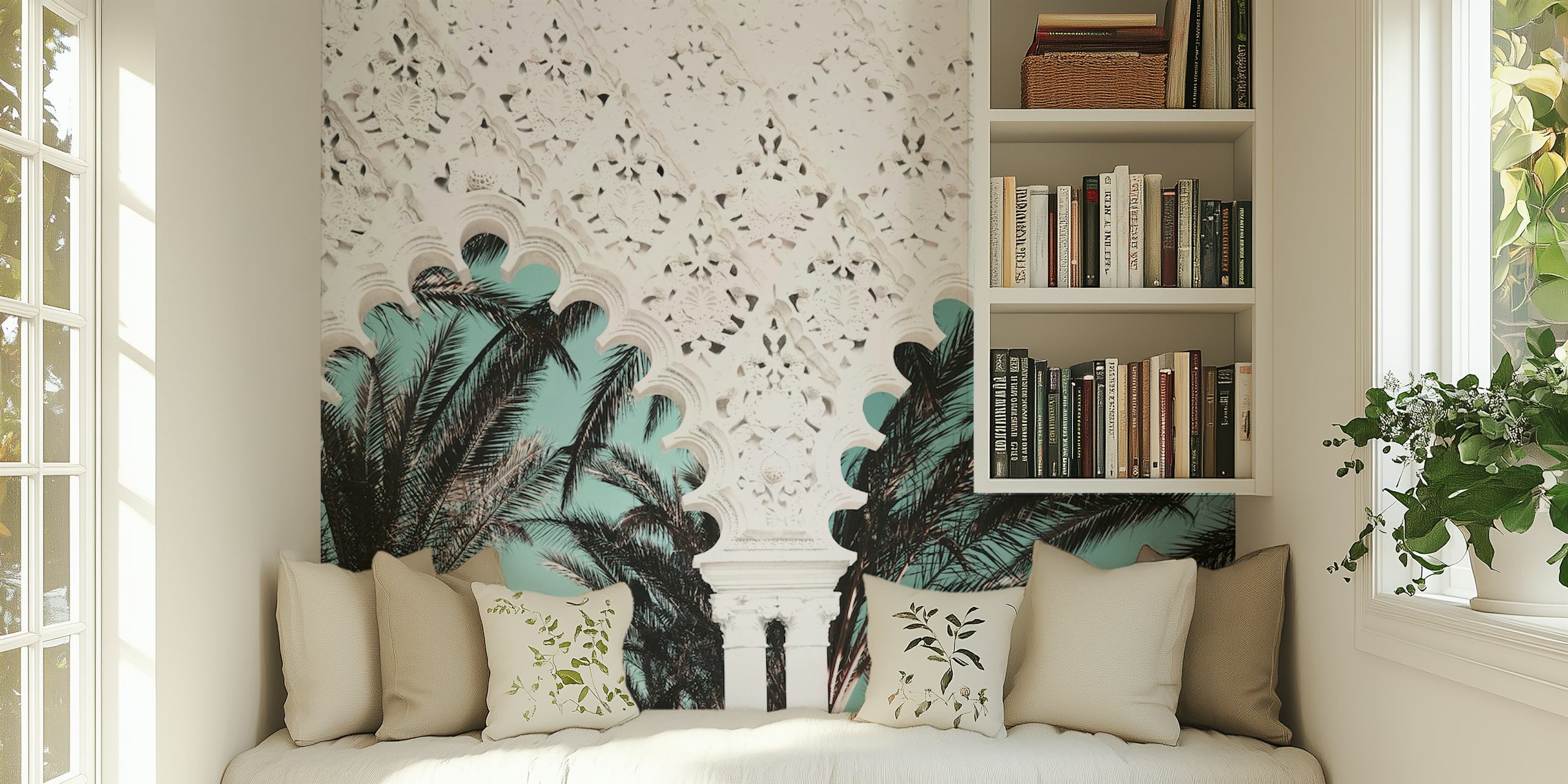 Palm Dream Arches 1 wallpaper in a room