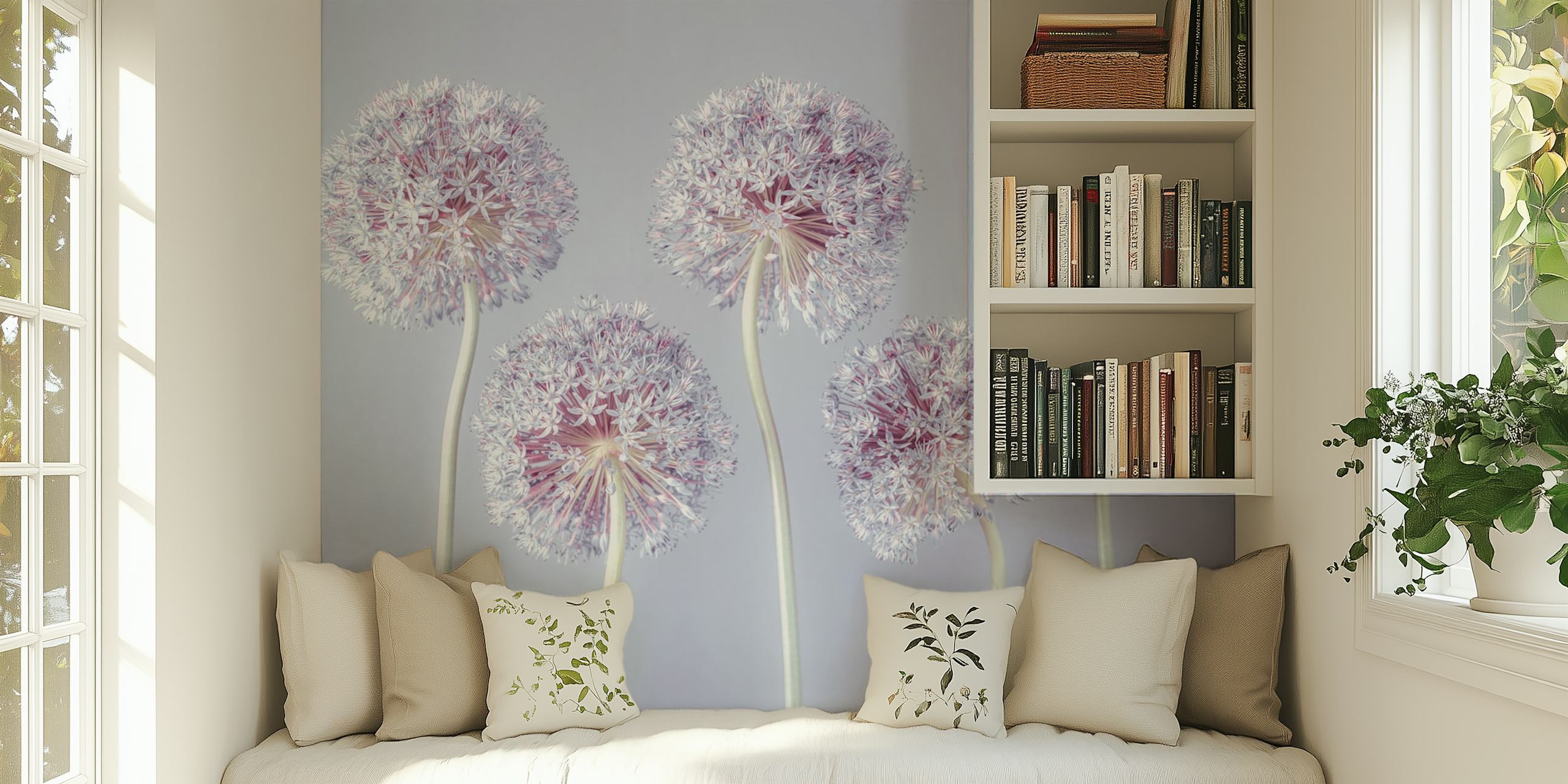 Allium Extravaganza floral wallpaper in a room