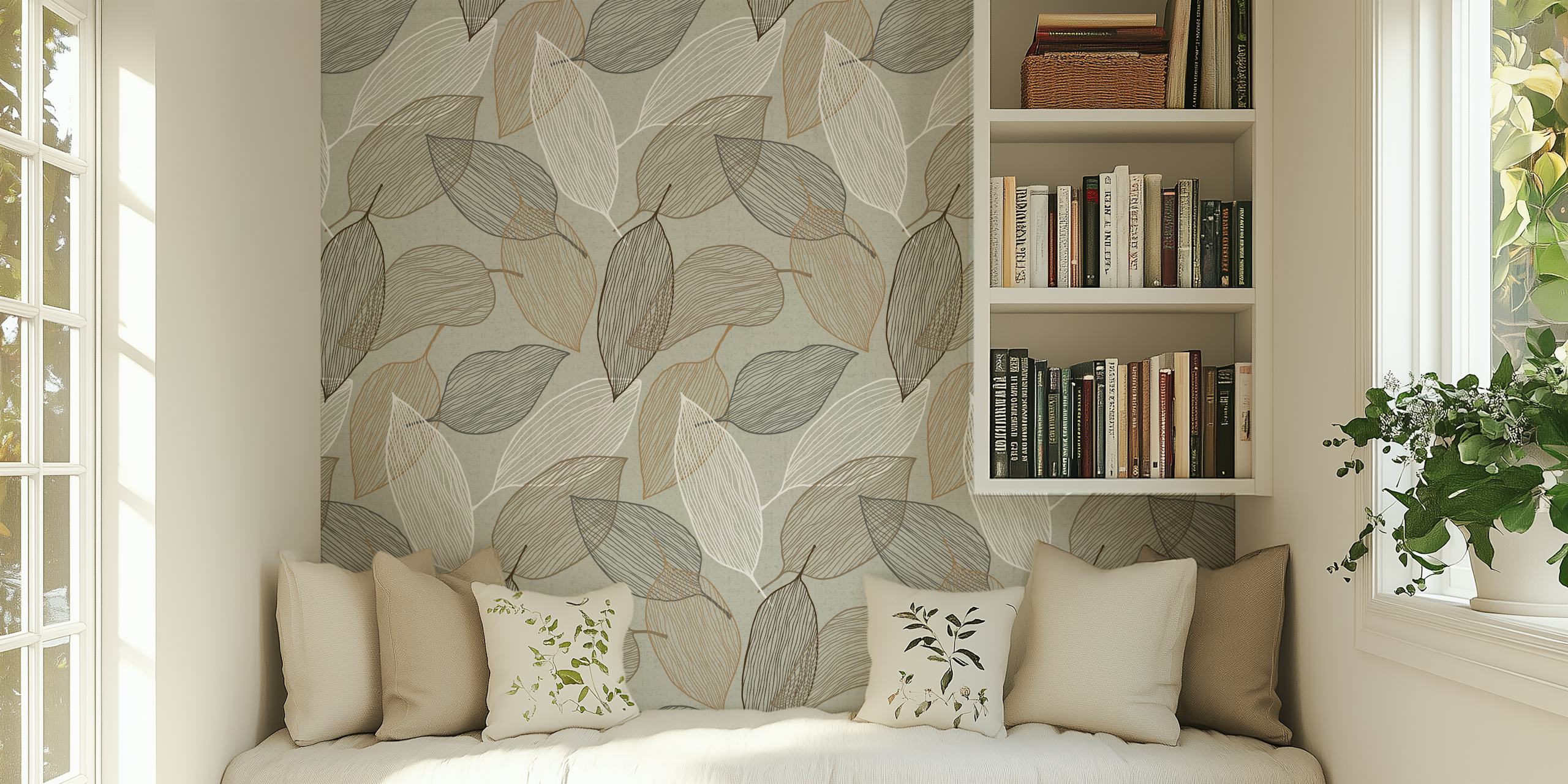 Leaves line wallpaper in a room