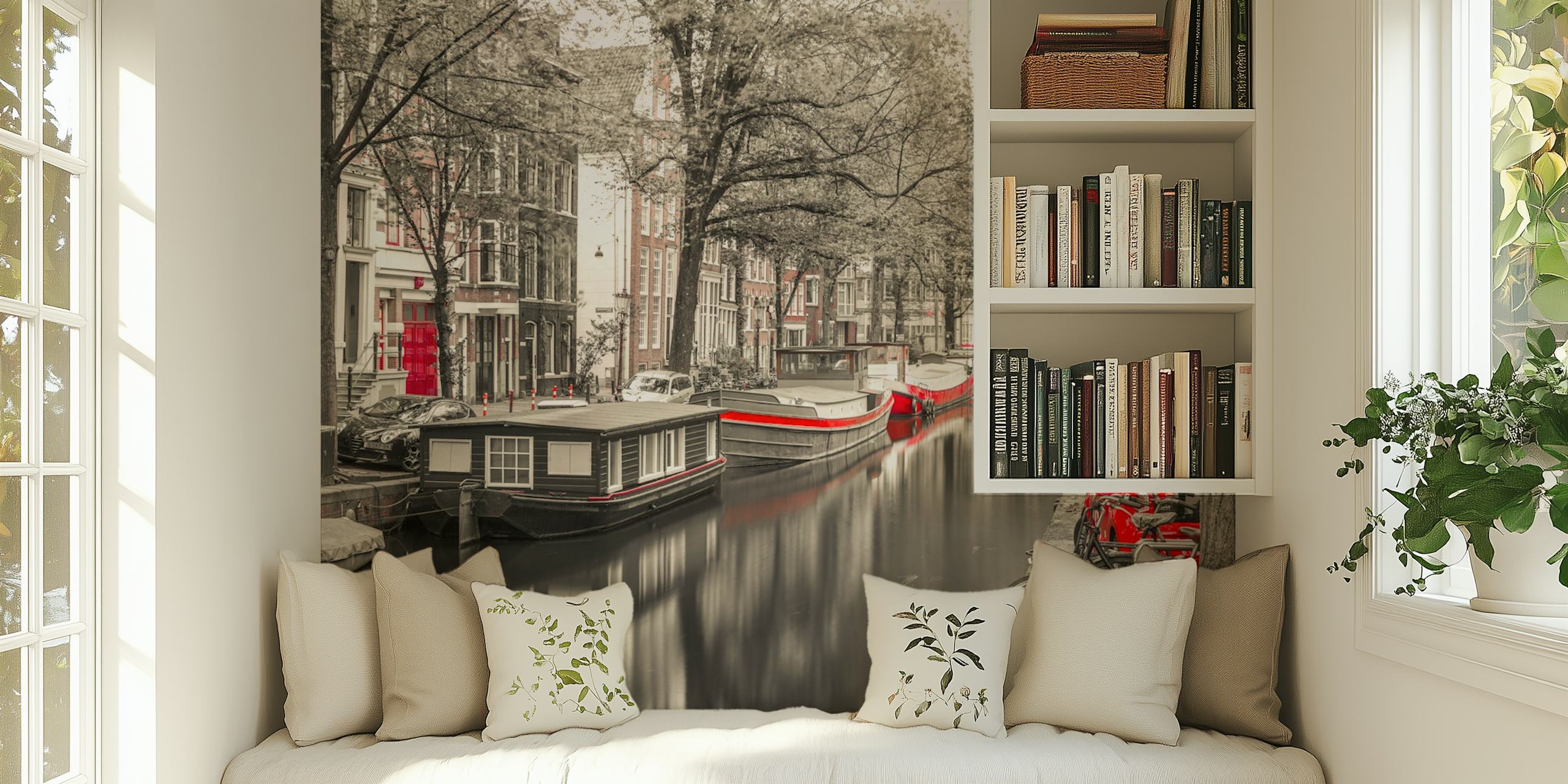 Tapeta Amsterdam Canal v dekorovaném pokoji