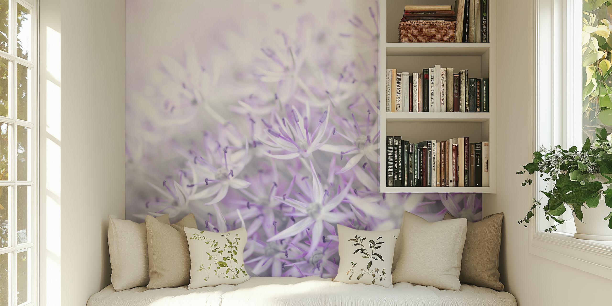 Papier peint photo gros plan de subtiles fleurs d'allium violettes