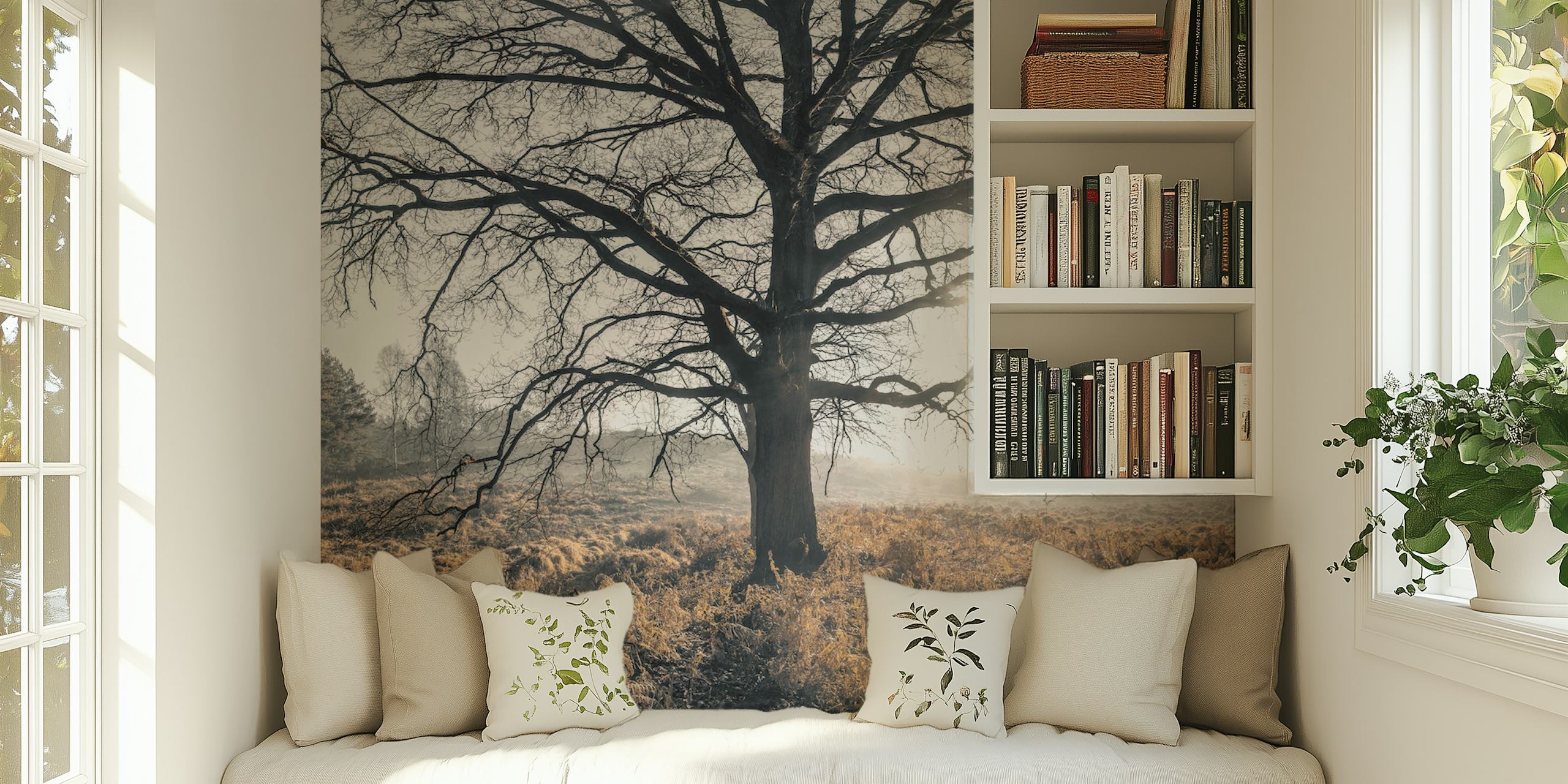 Misty Tree wallpaper displayed in a room