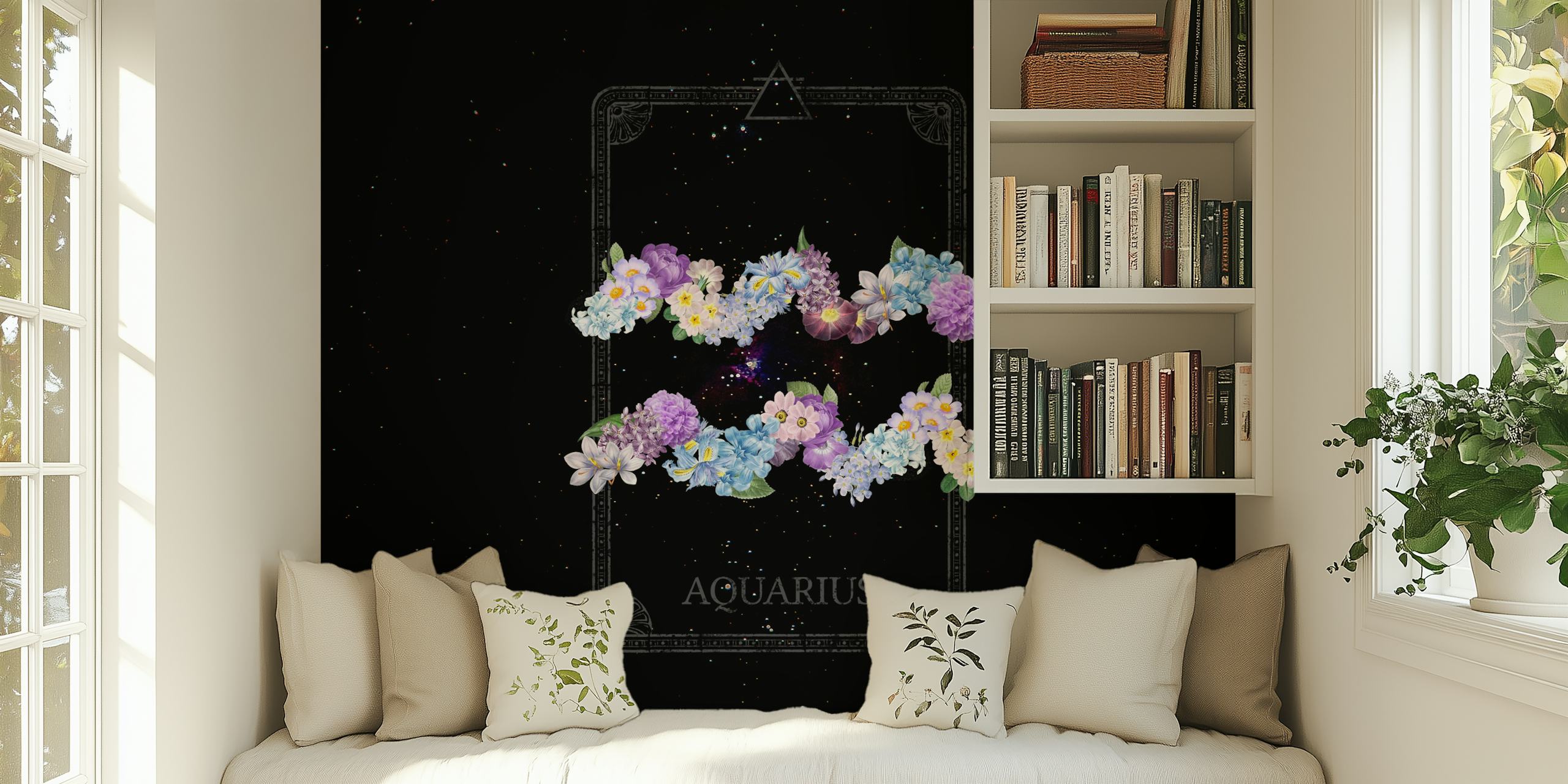 Papel pintado Floral Zodiac Sign Aquarius en una habitación