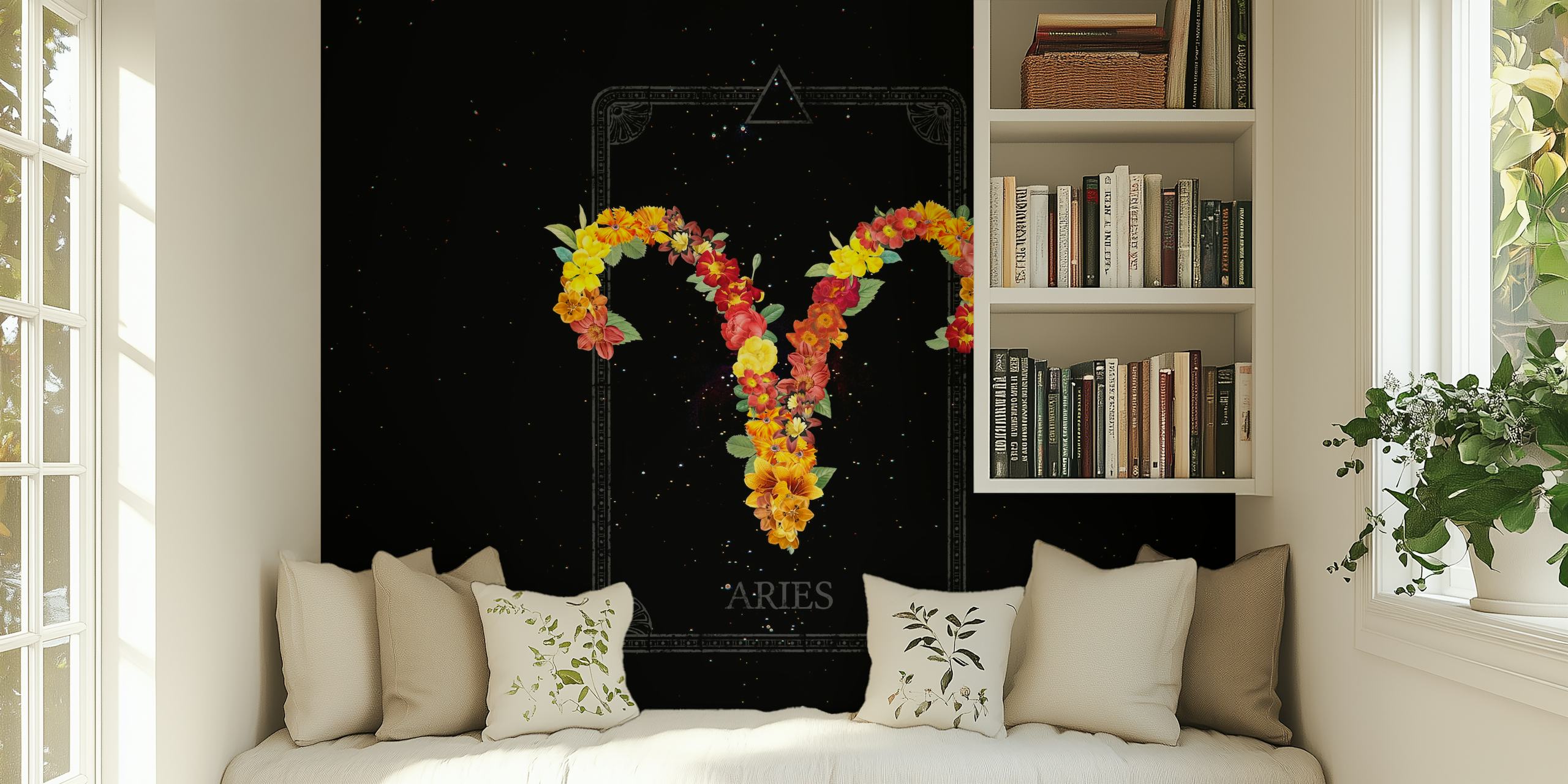 Floral Zodiac Sign Aries wallpaper design