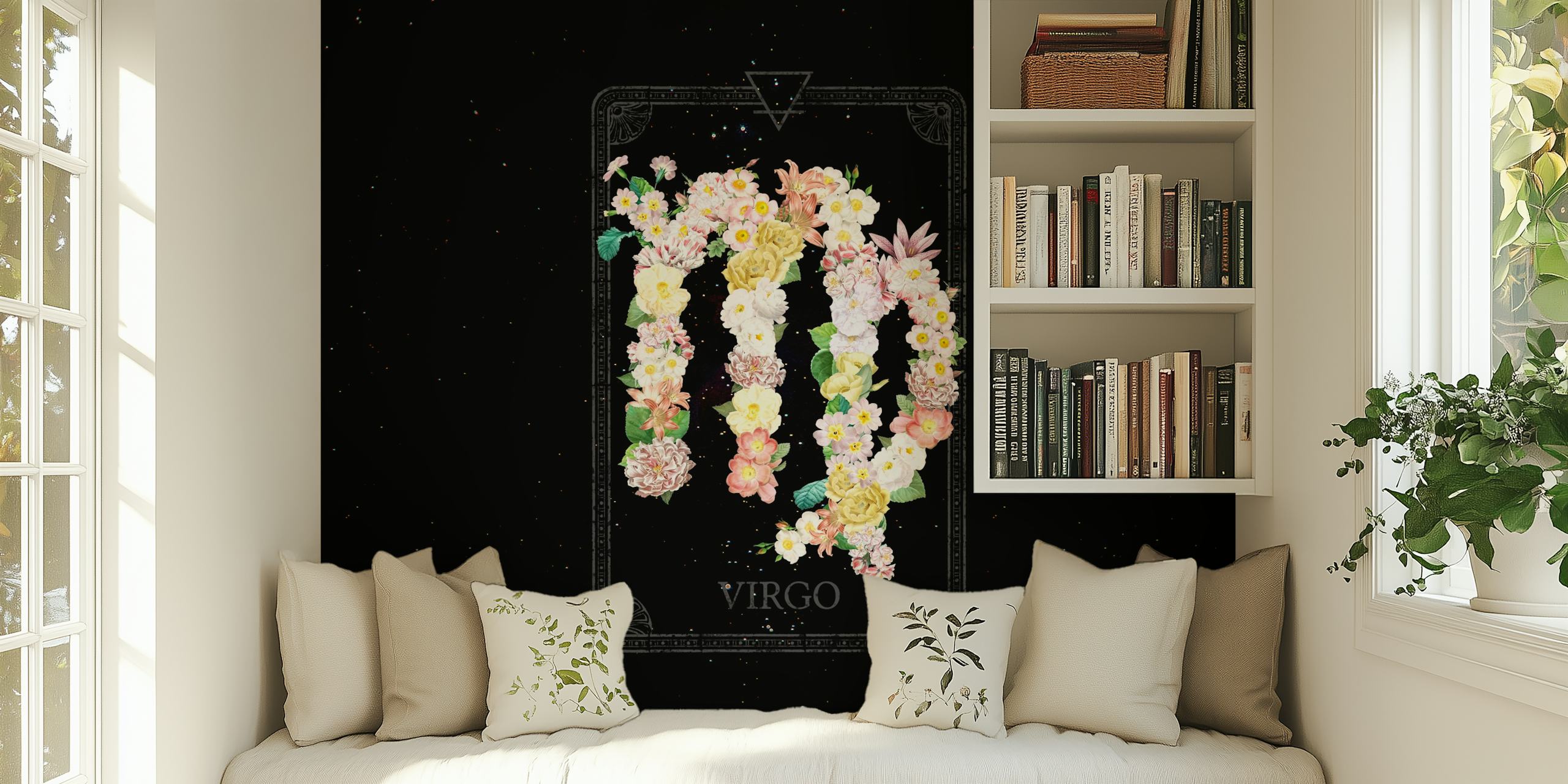 Floral Zodiac Sign Virgo wallpaper in a room
