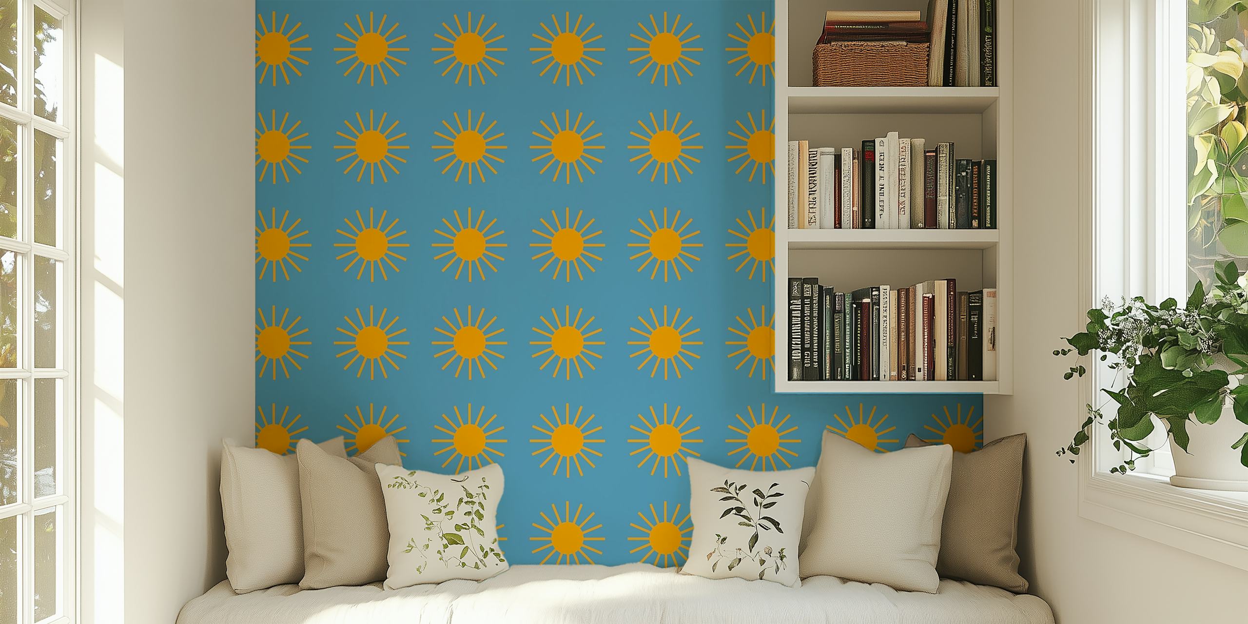 Tapeta Yellow suns w kolorowym pokoju