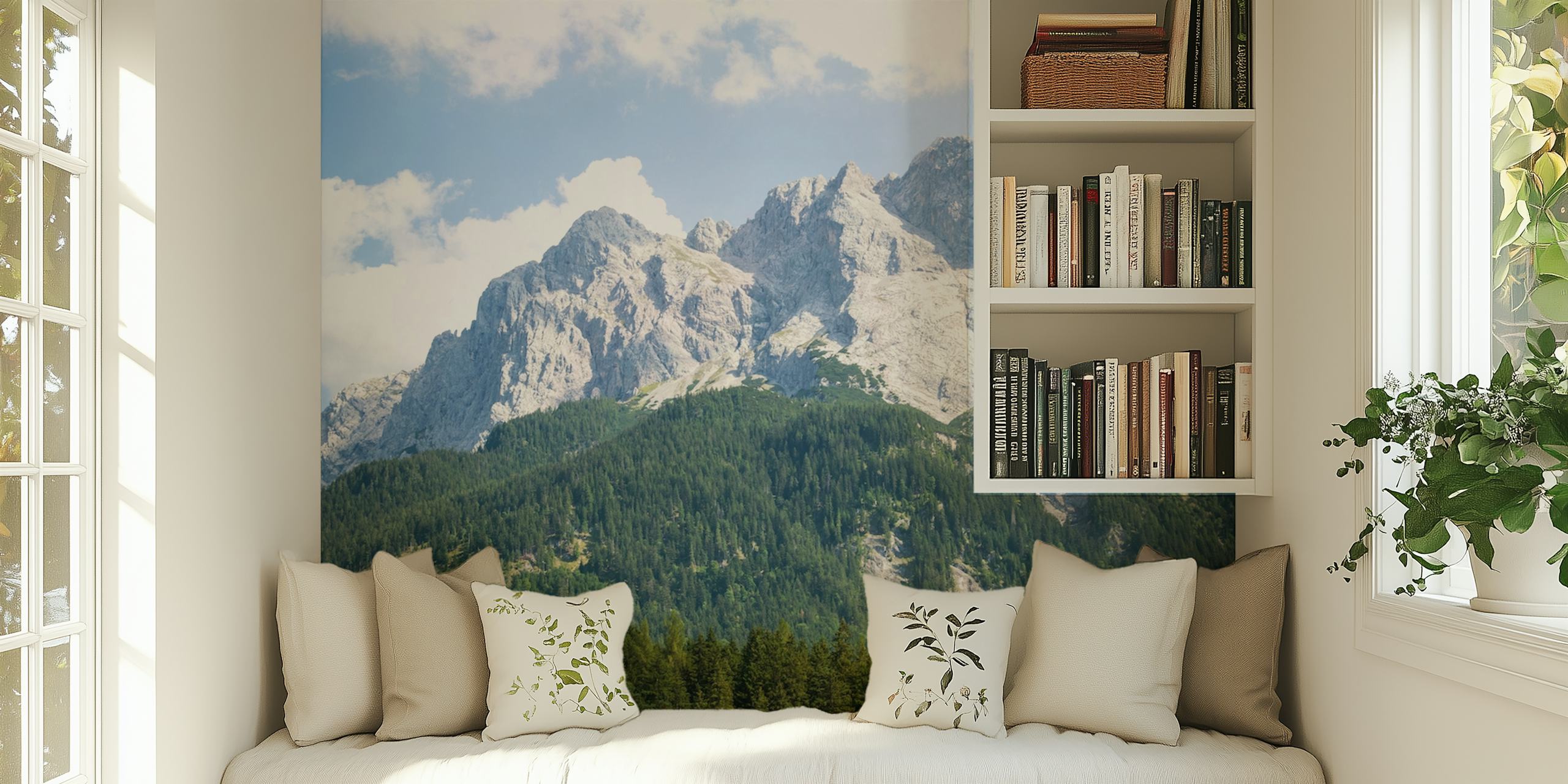 Mountain Tree Bliss 2 wallpaper in a room