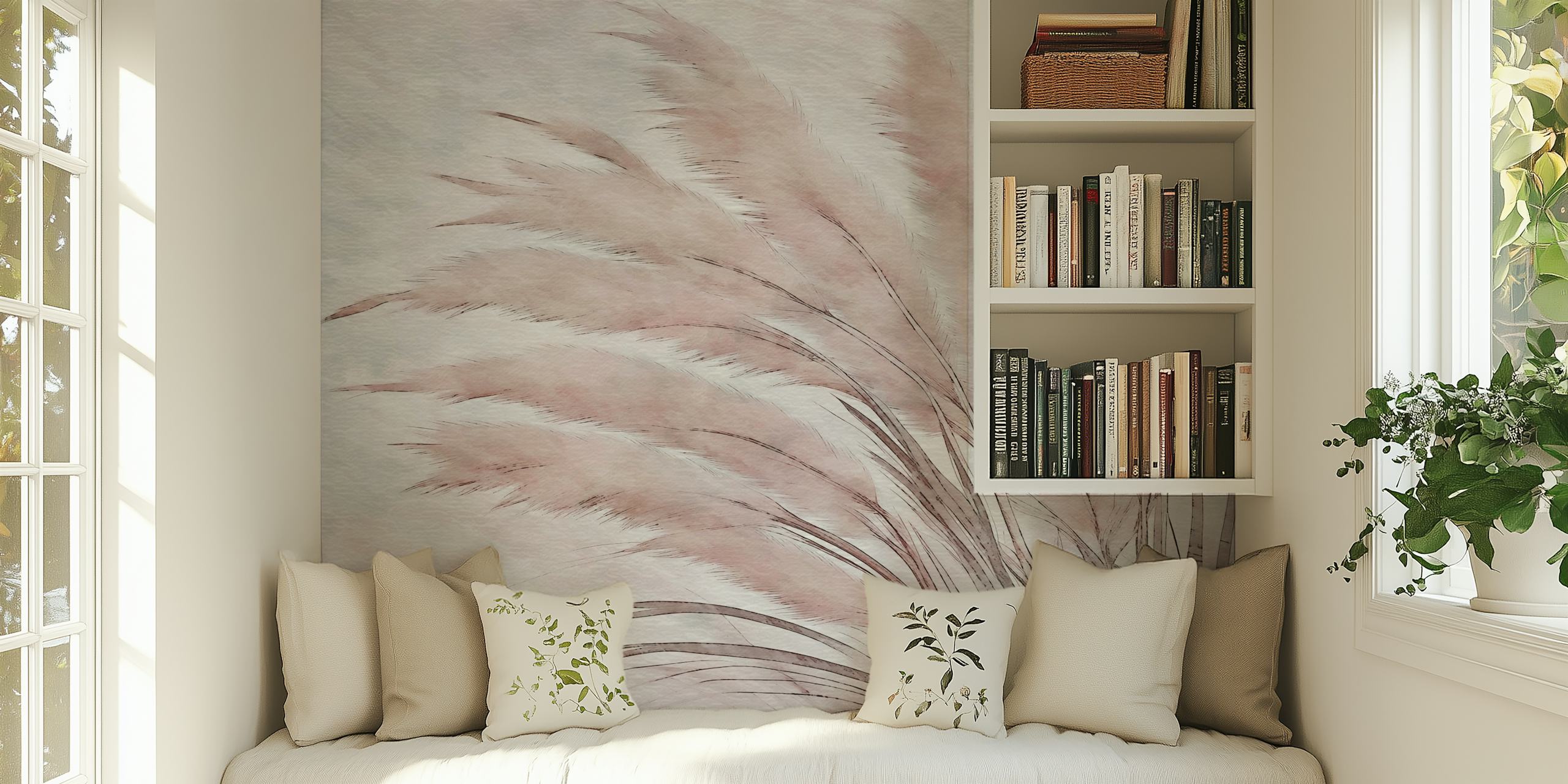Zen Style Pampas Grass wallpaper in een kamer