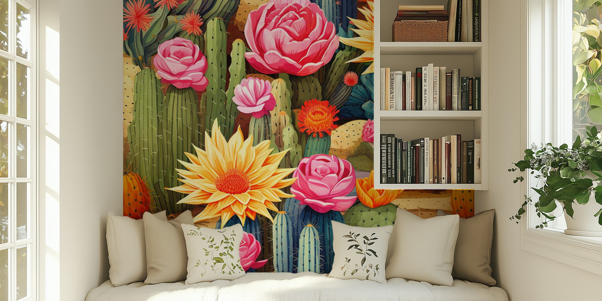 Des cactus colorés et des fleurs Cacti Carnival #1 dans une pièce