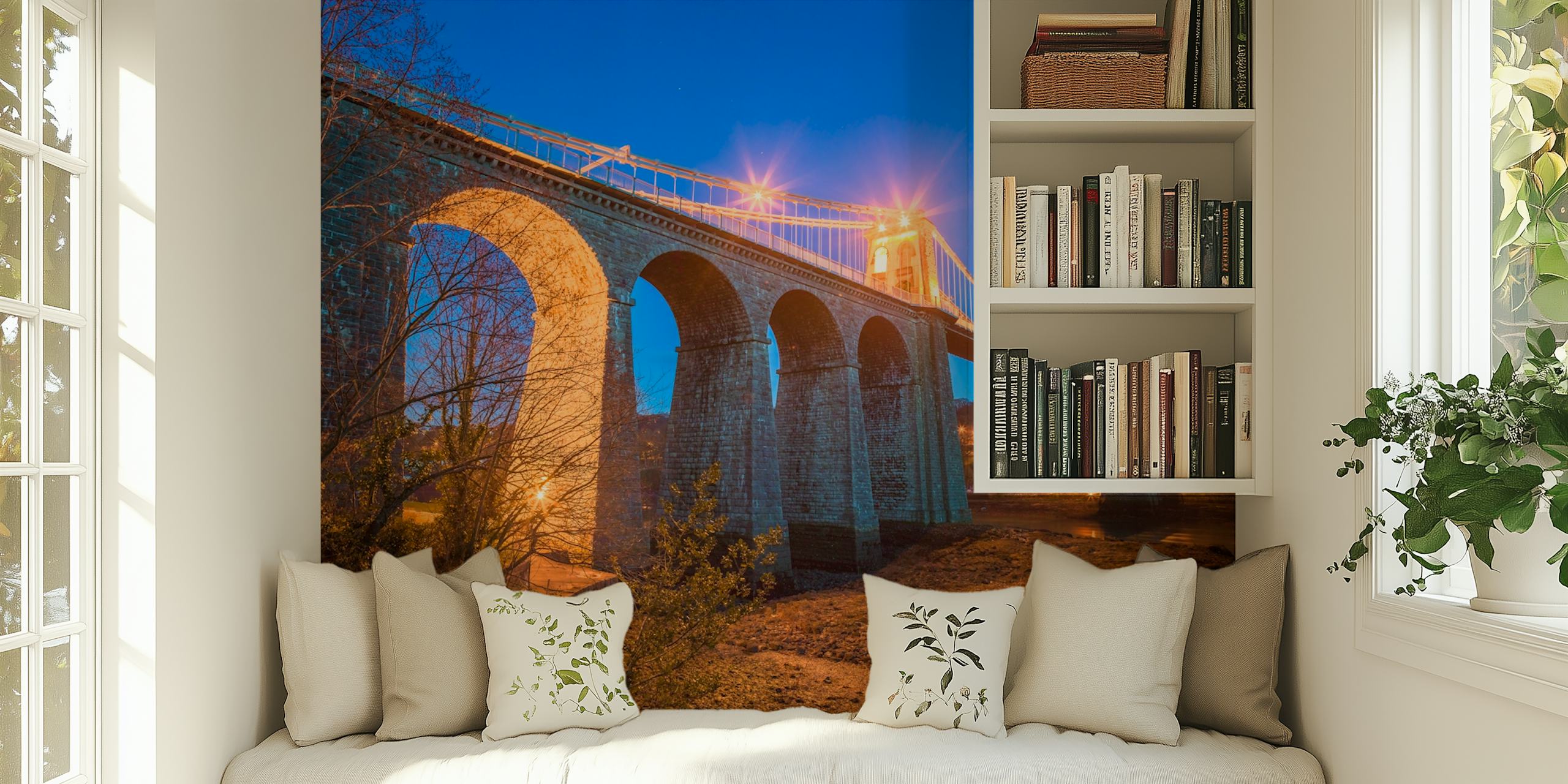 Menai Bridge wallpaper display in a room