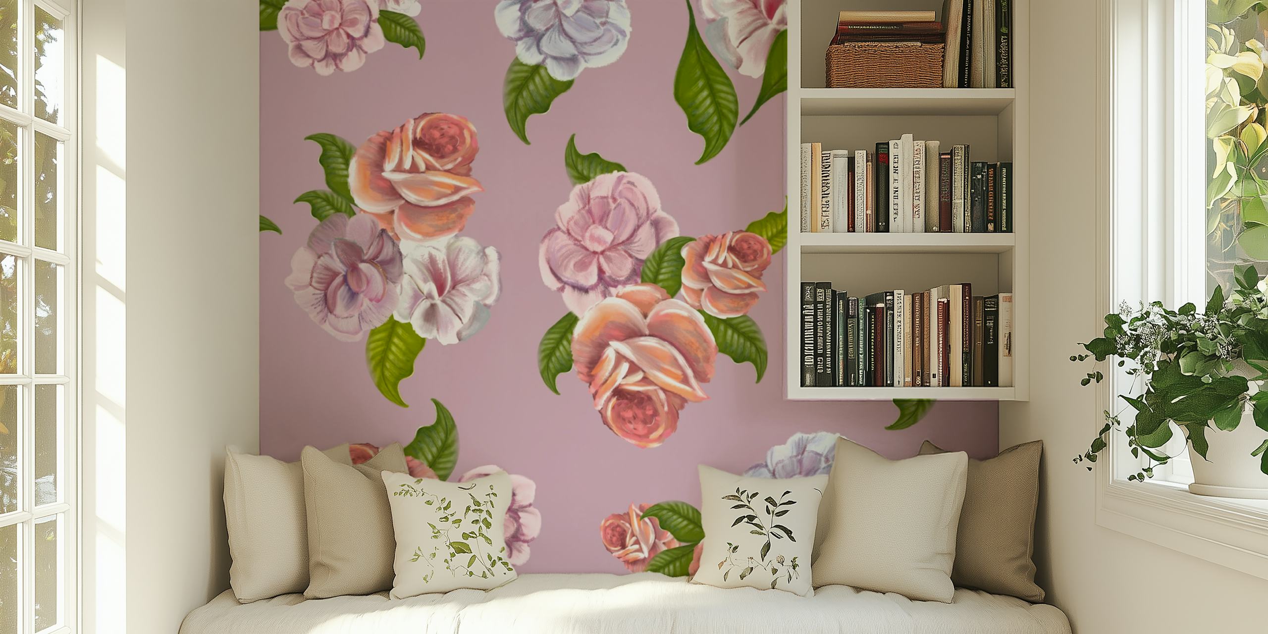 Heirloom floral wallpaper σε ένα δωμάτιο
