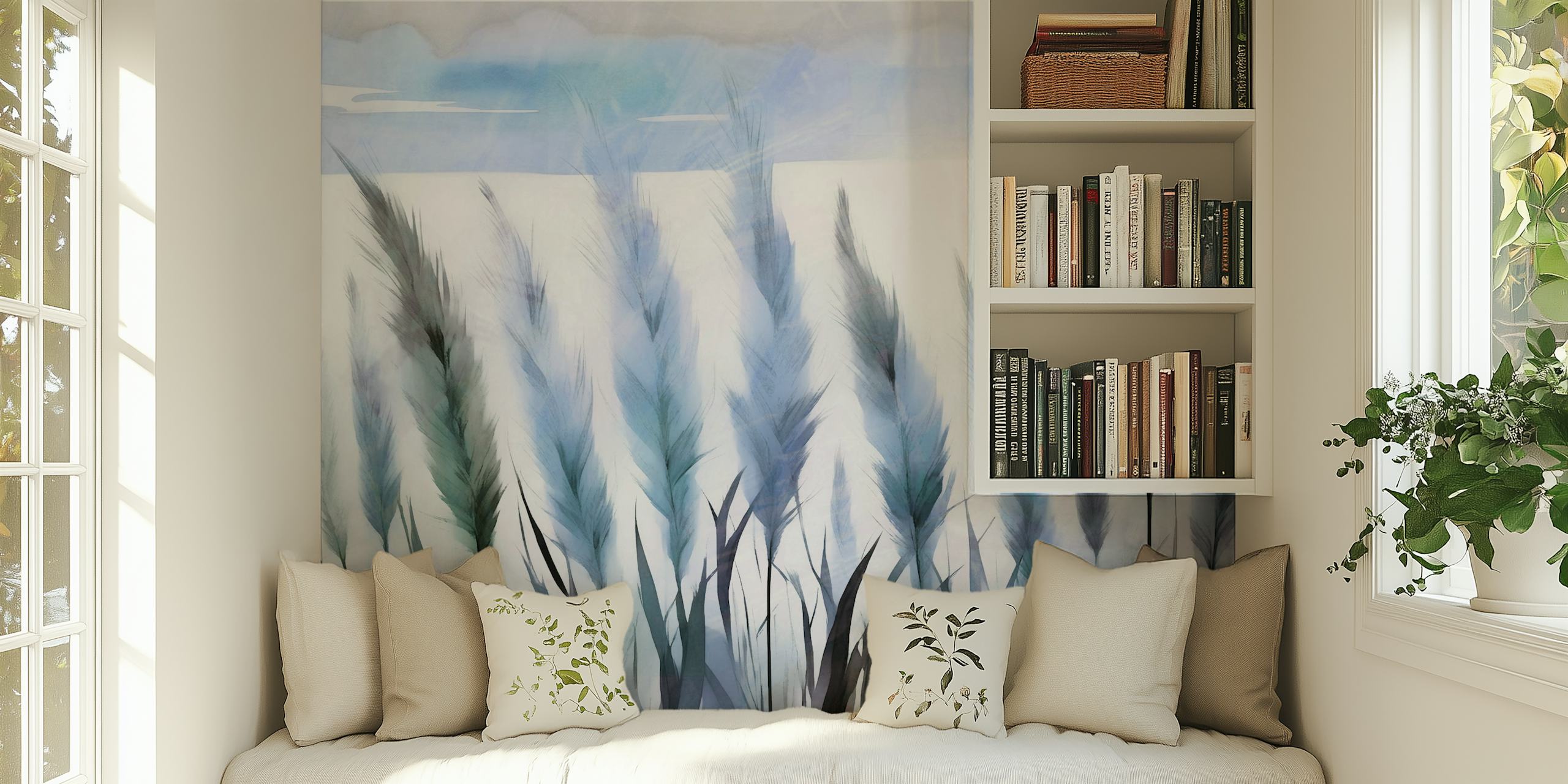 Tapeta Moonlight pampas grass v pokoji