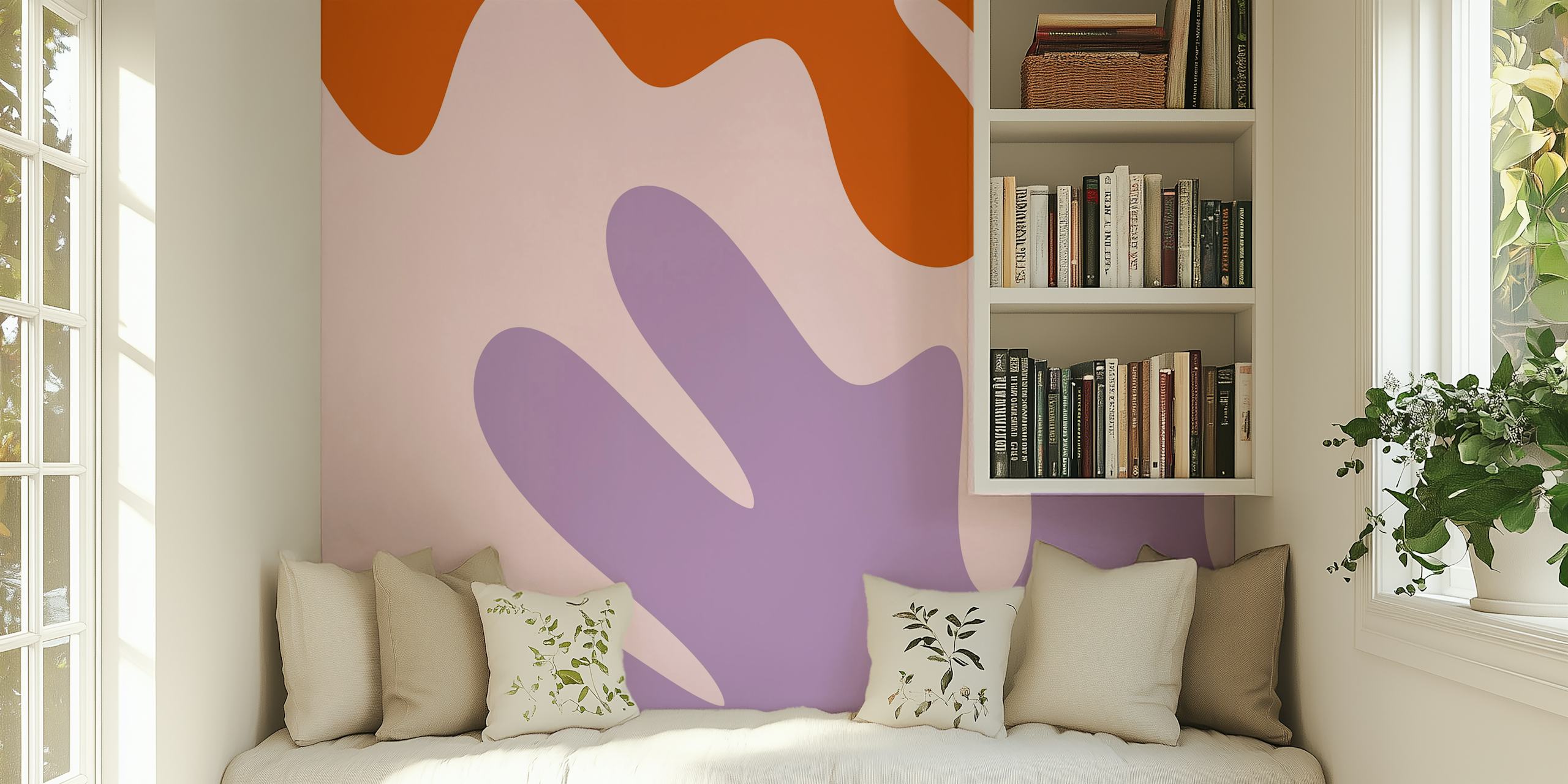 Abstract brown and violet shapes wallpaper