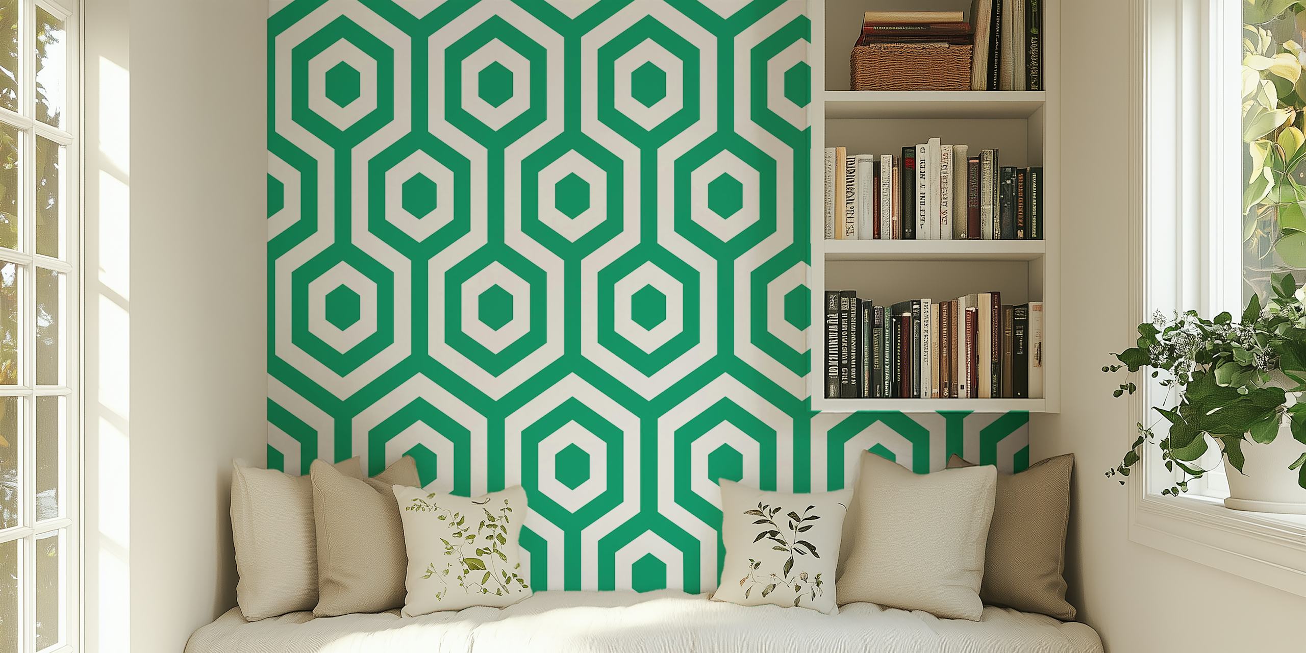 Emerald Green Beehive behang in een kamer