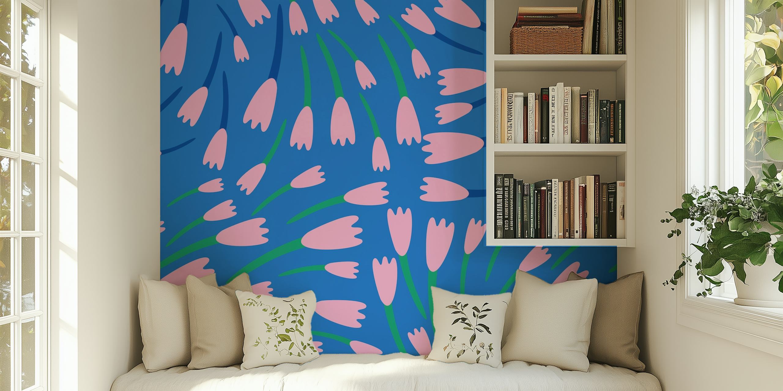 Tapeta Powder pink tulips u sobi