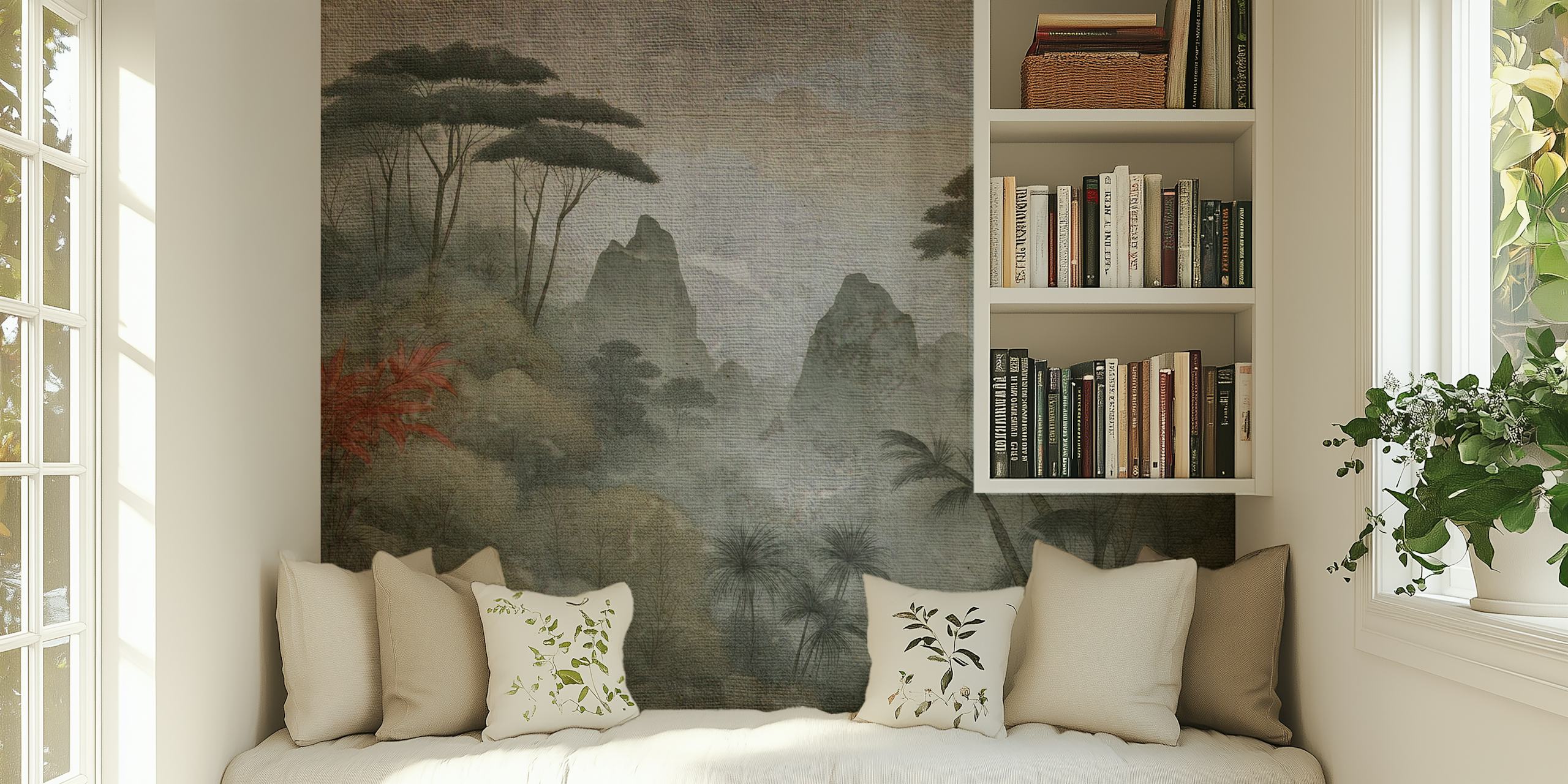 Moody Asian Forest tapetti huoneessa