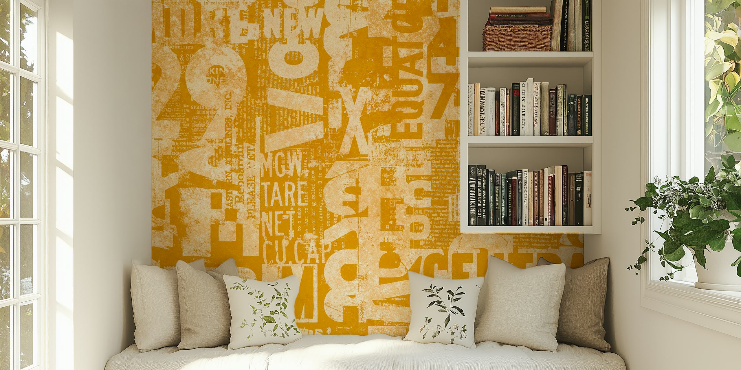 Grunge typography tapetti keltaisena