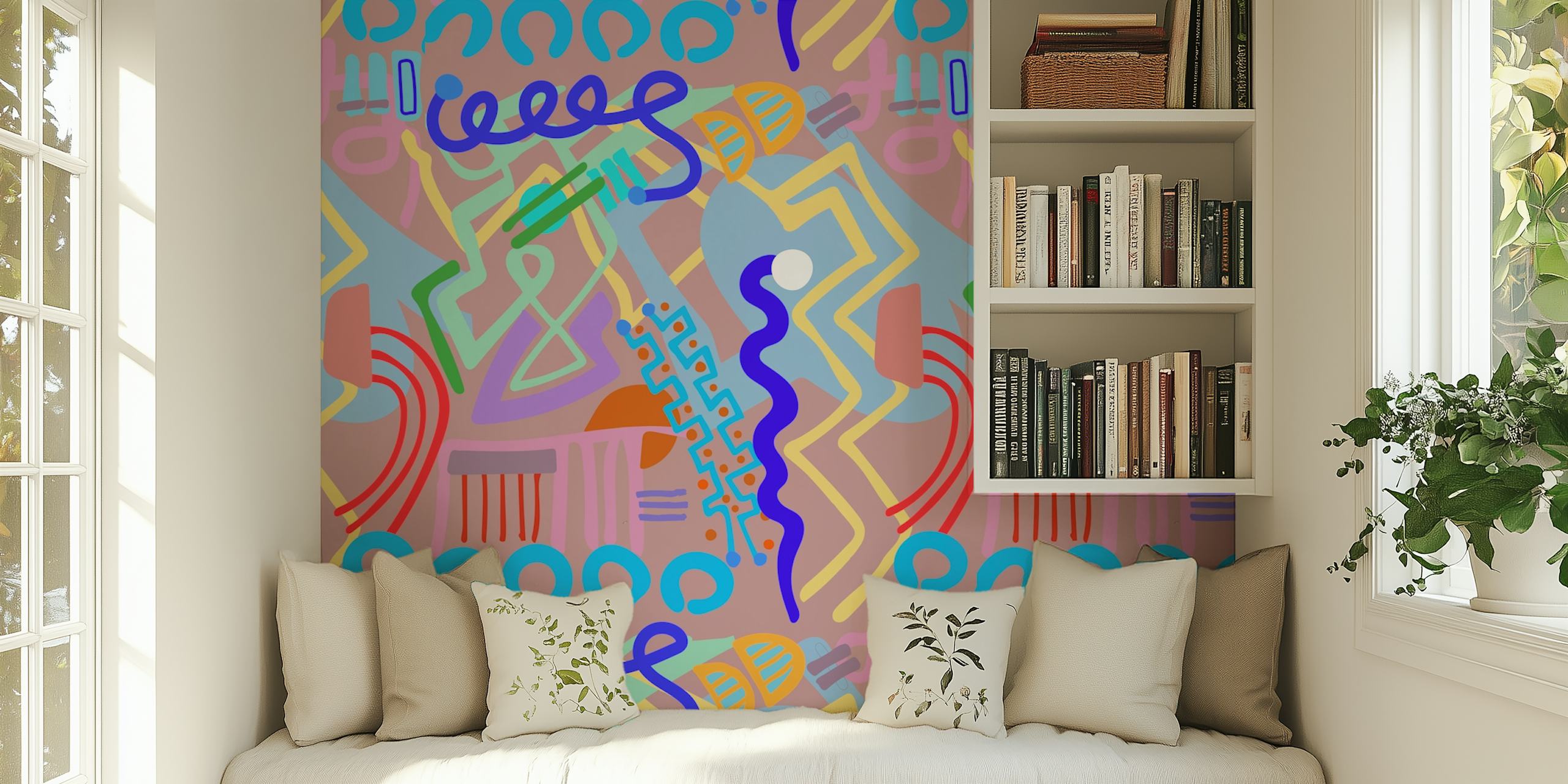 Diseño de papel pintado abstracto en una habitación