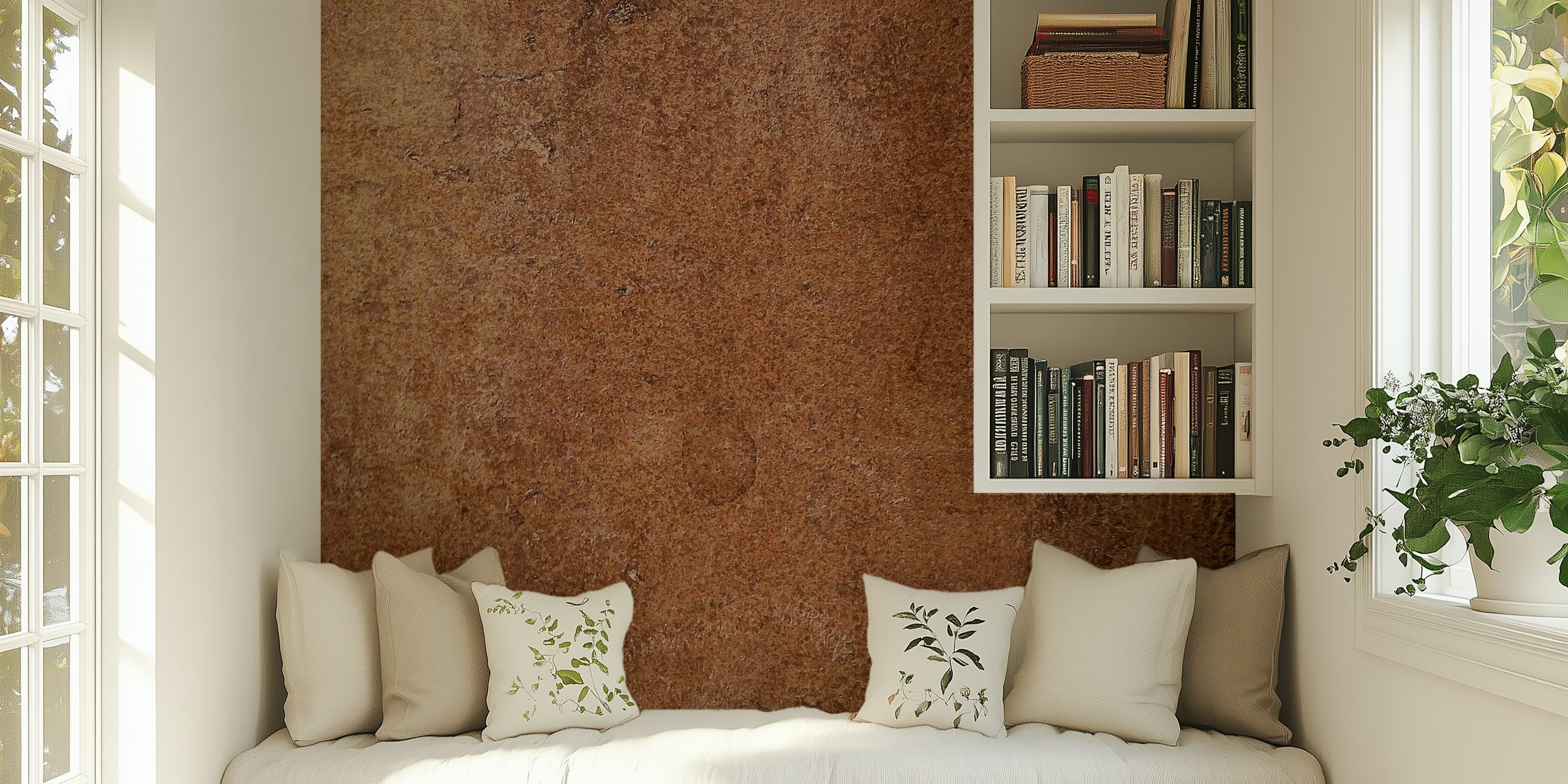 Carta da parati con texture in pelle invecchiata che ricorda il cuoio della sella per un ambiente ricco e tradizionale.