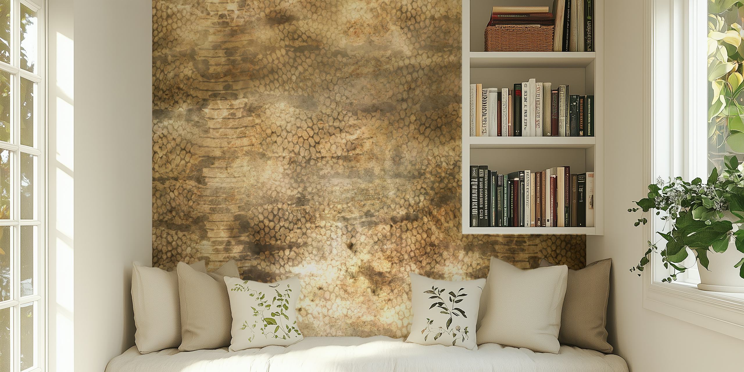 Bronzed gold snake skin pattern wallpaper