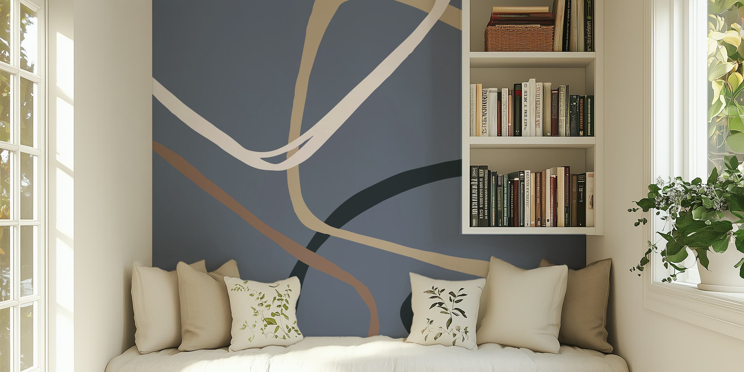 Organic shapes with earthy tones in beige, brown, and dark colors wallpaper
