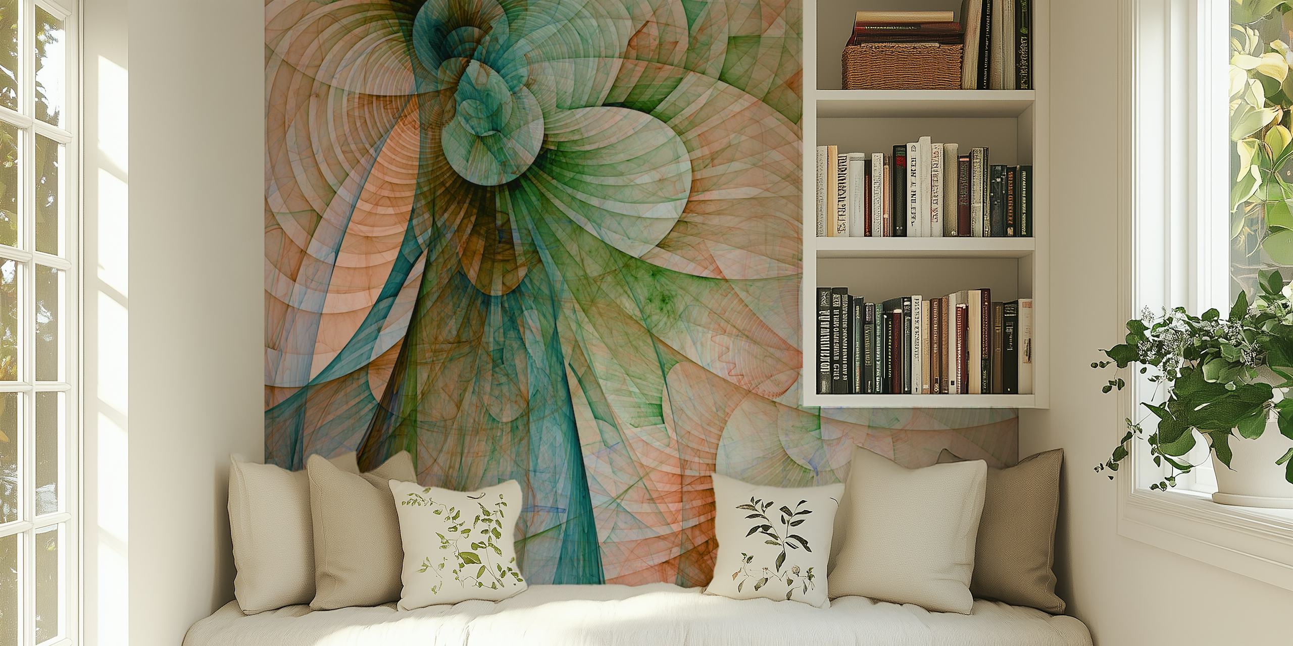 Tapeta Fractal Flowers prikazana u sobi