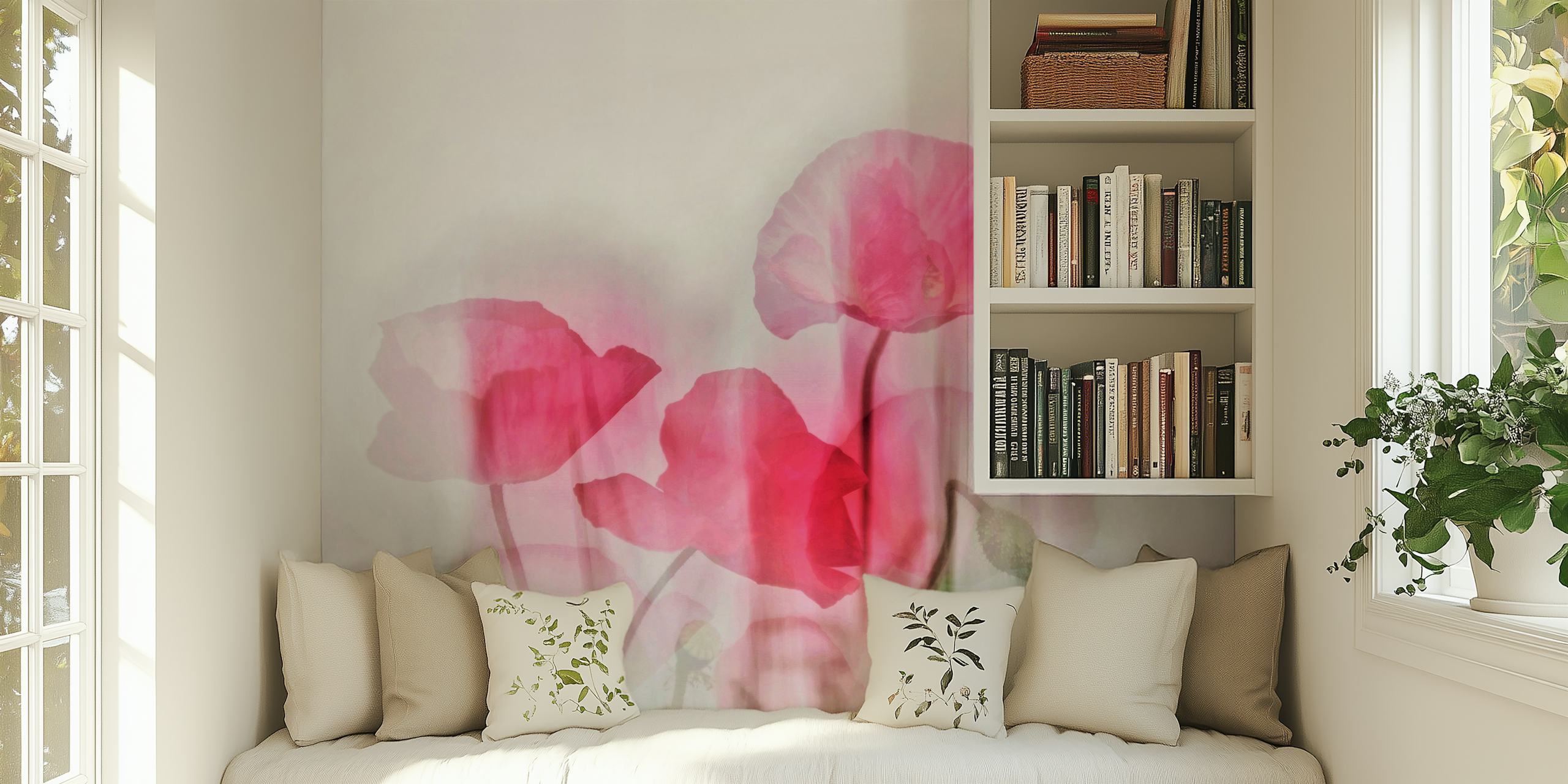 Pink flowers with a soft background floral wallpaper