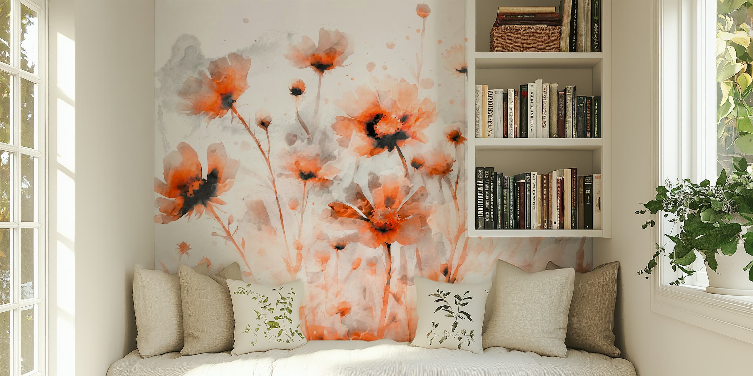 Peach Flower Grunge tapeta w pokoju