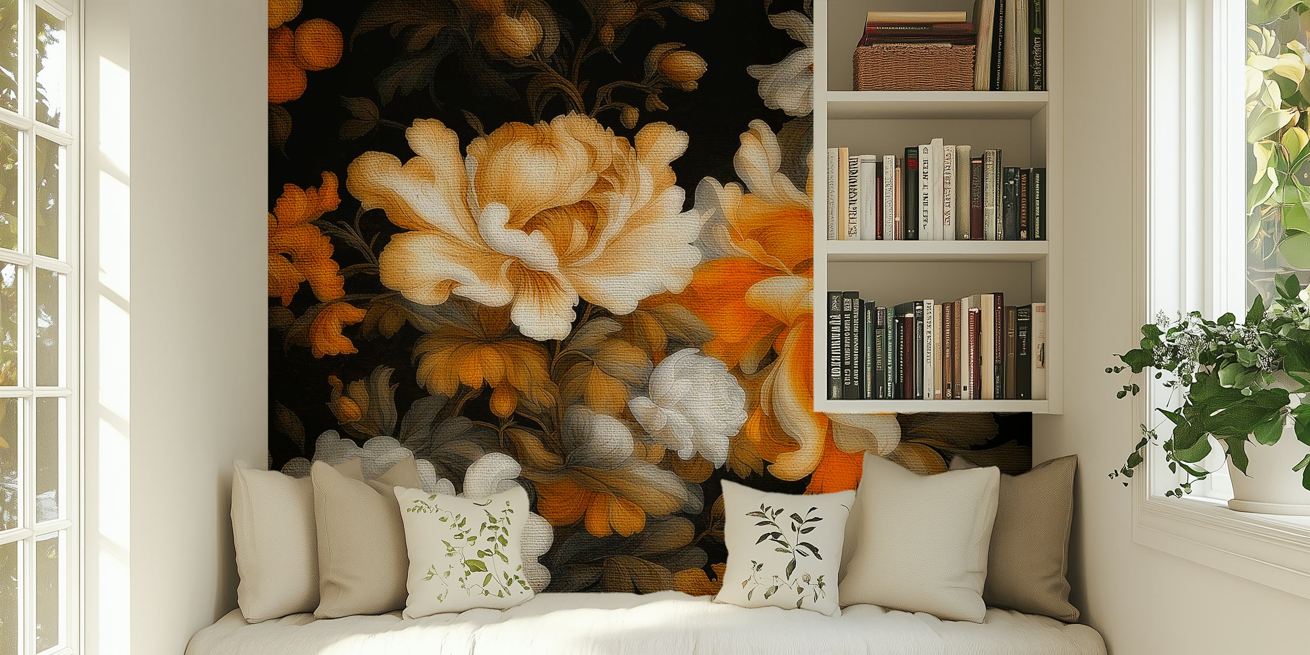 Rustic Antique Flowers Canvas Art σε ένα δωμάτιο
