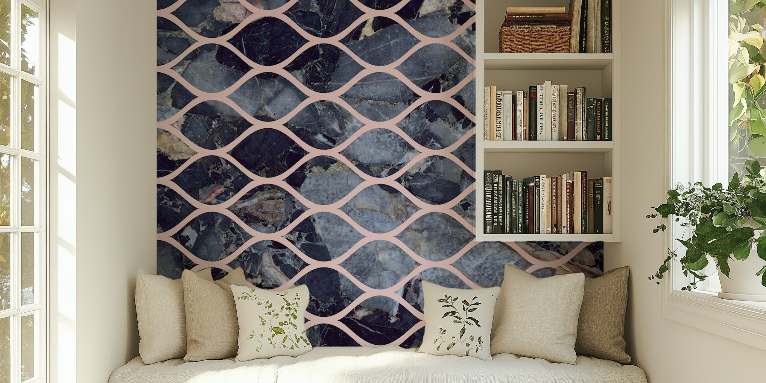 Ogee pattern in indigo marble tapetti