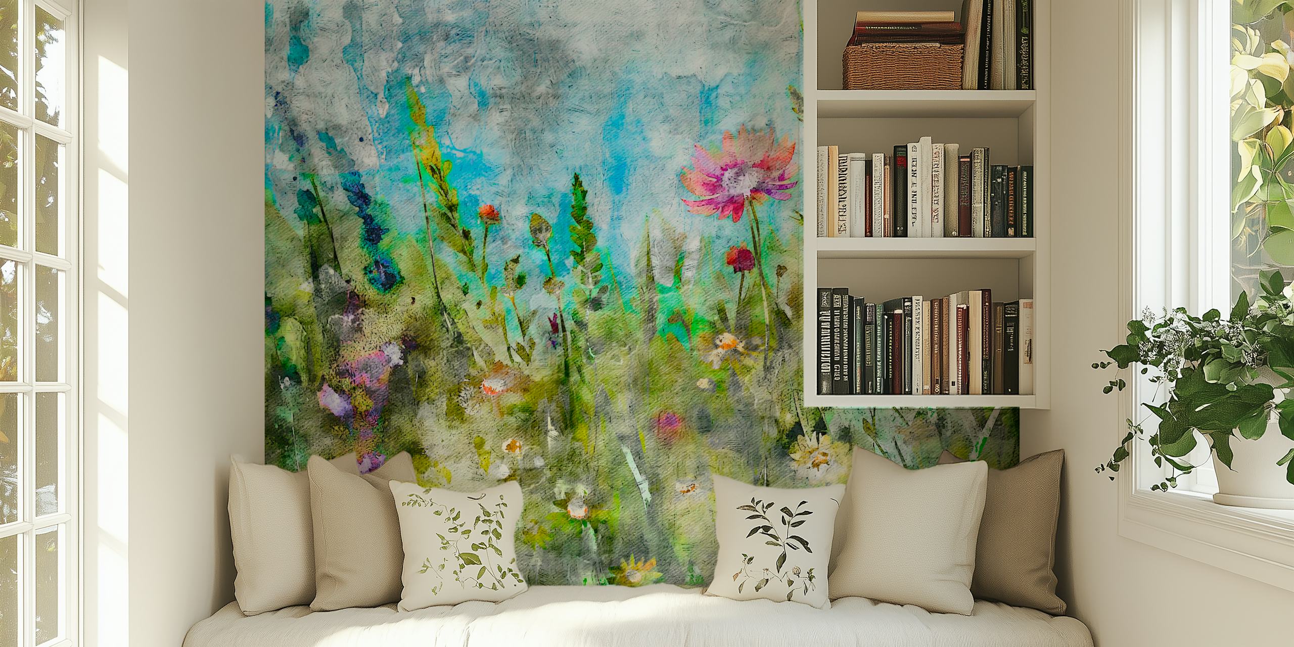 Vivid Watercolor Wildflowers tapeta v místnosti