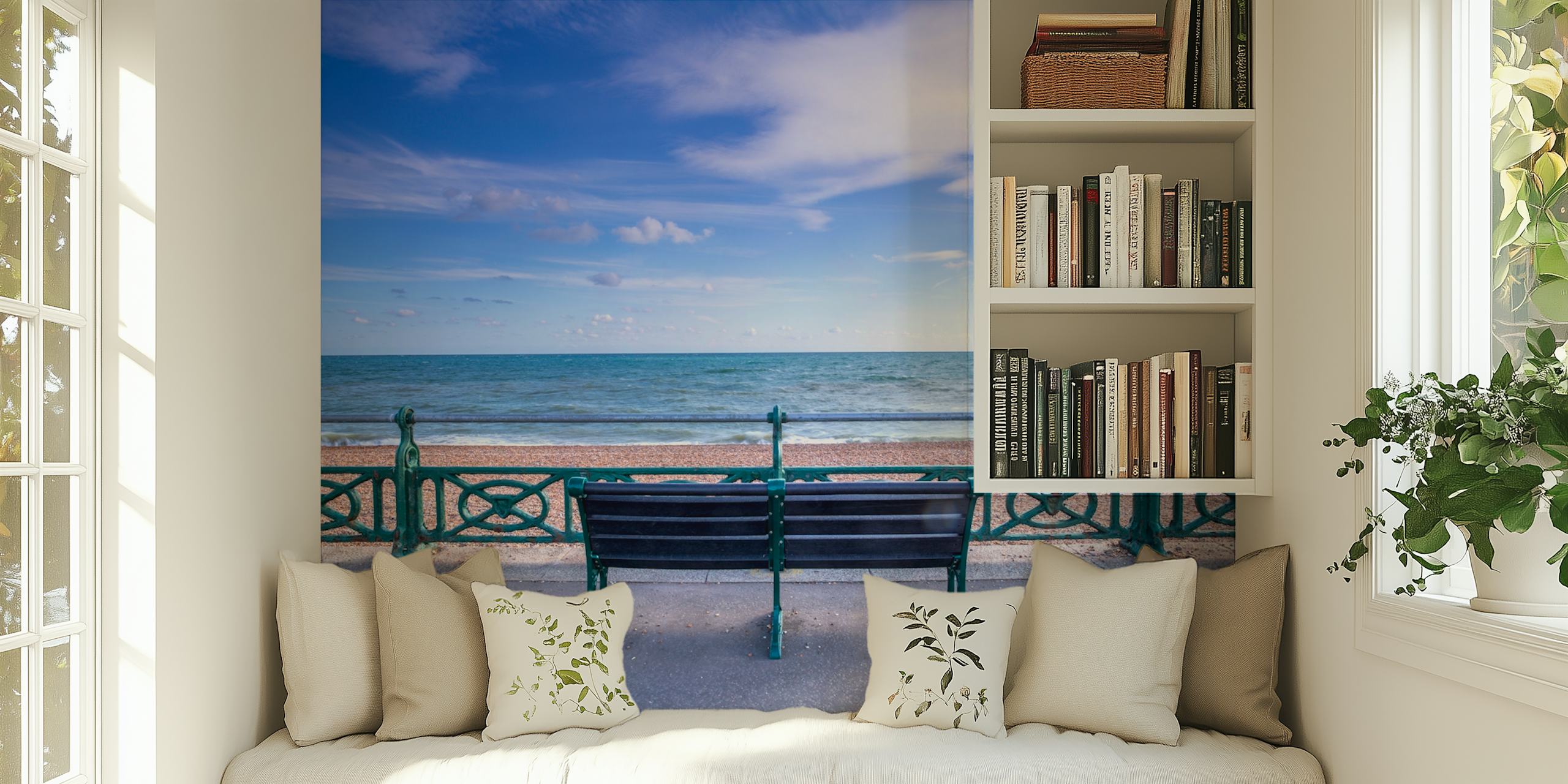 Wallpaper featuring a bench at the promenade