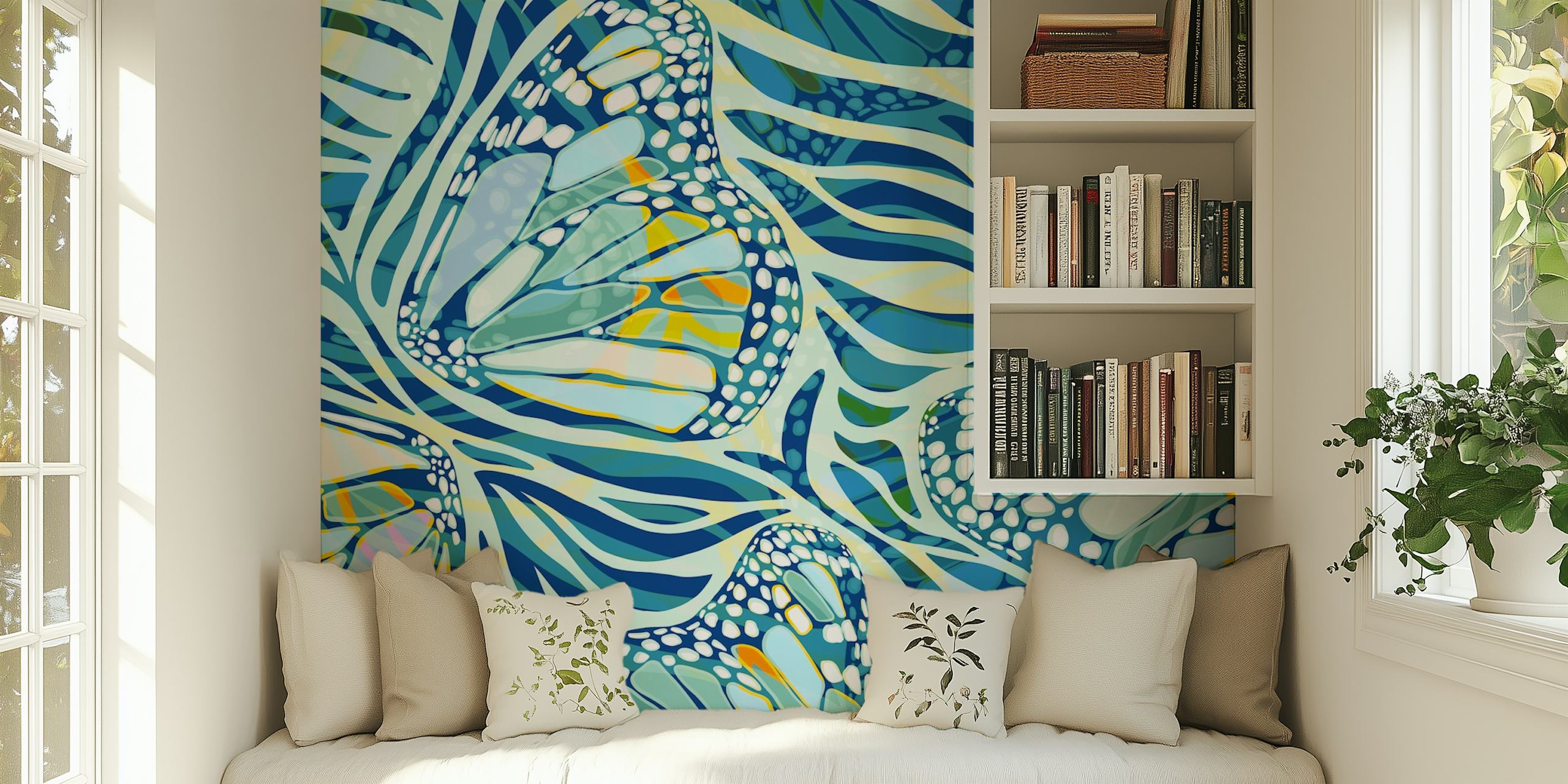 Maximalist Boho Zebra Butterfly -mural sisustuksessa